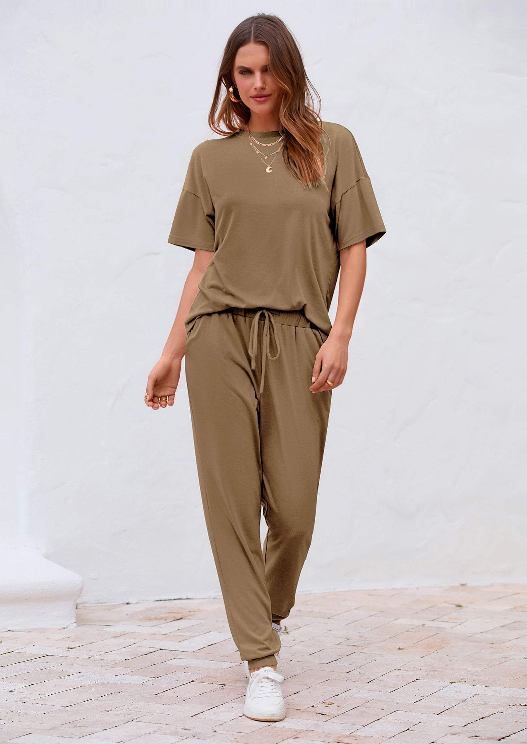 Chichi Women's Two Piece Lounge Sets Spring Summer Jogger Pants Vacation Outfits Travel Airplane Matching Clothes Dark Grey