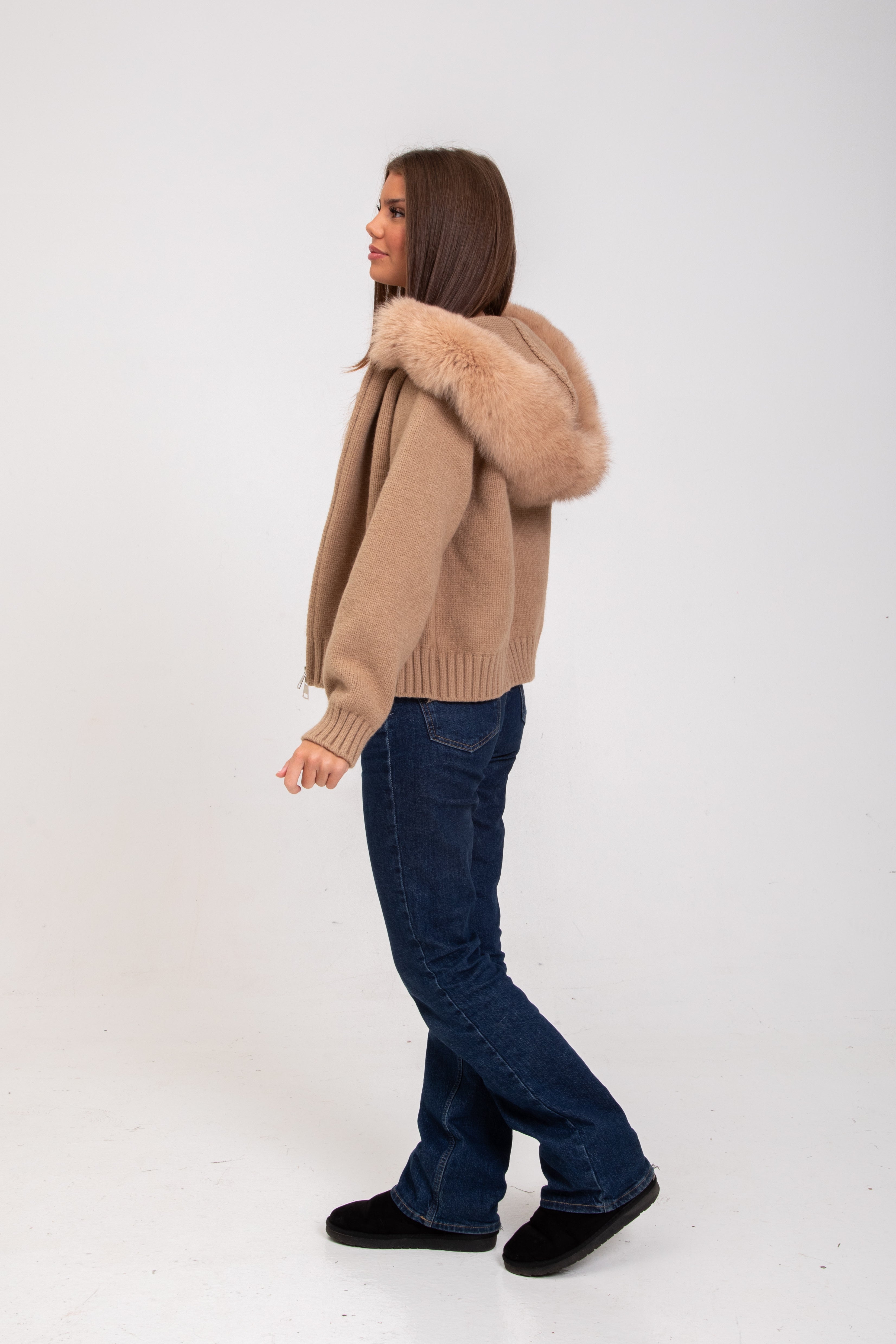 Noelle | Faux Fur Hooded Jacket Brown