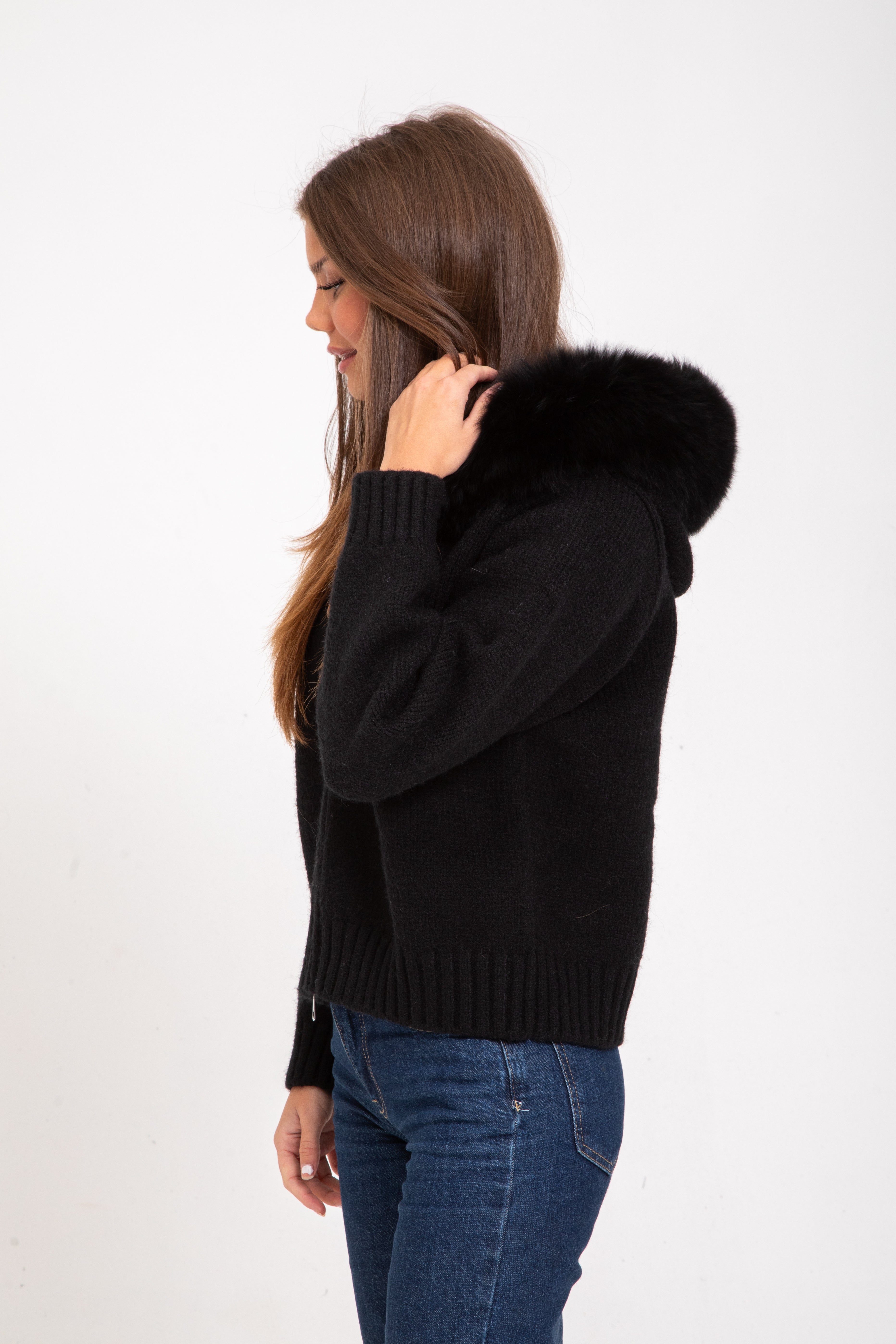 Noelle | Faux Fur Hooded Jacket Black