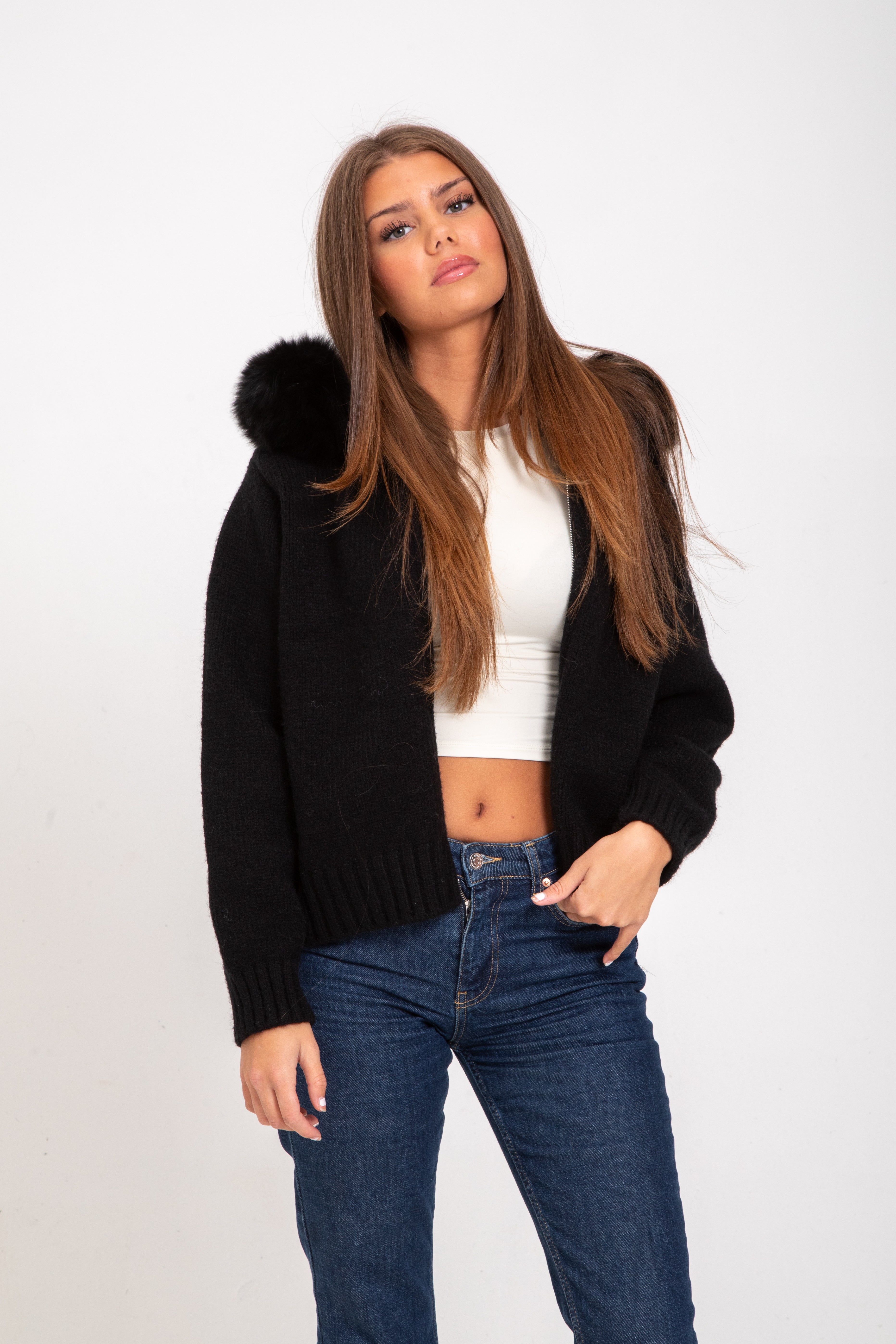 Noelle | Faux Fur Hooded Jacket Black
