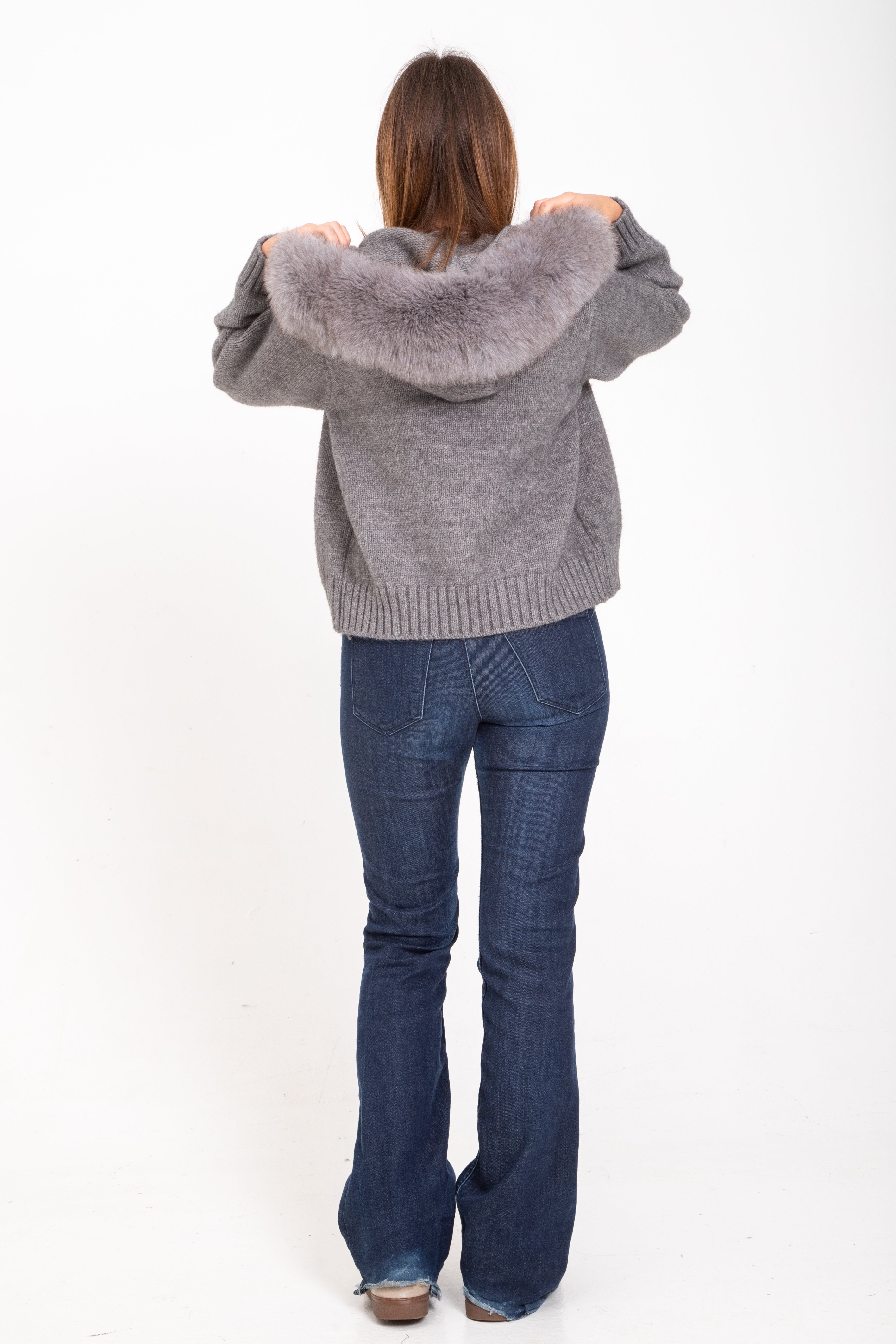 Noelle | Faux Fur Hooded Jacket Grey