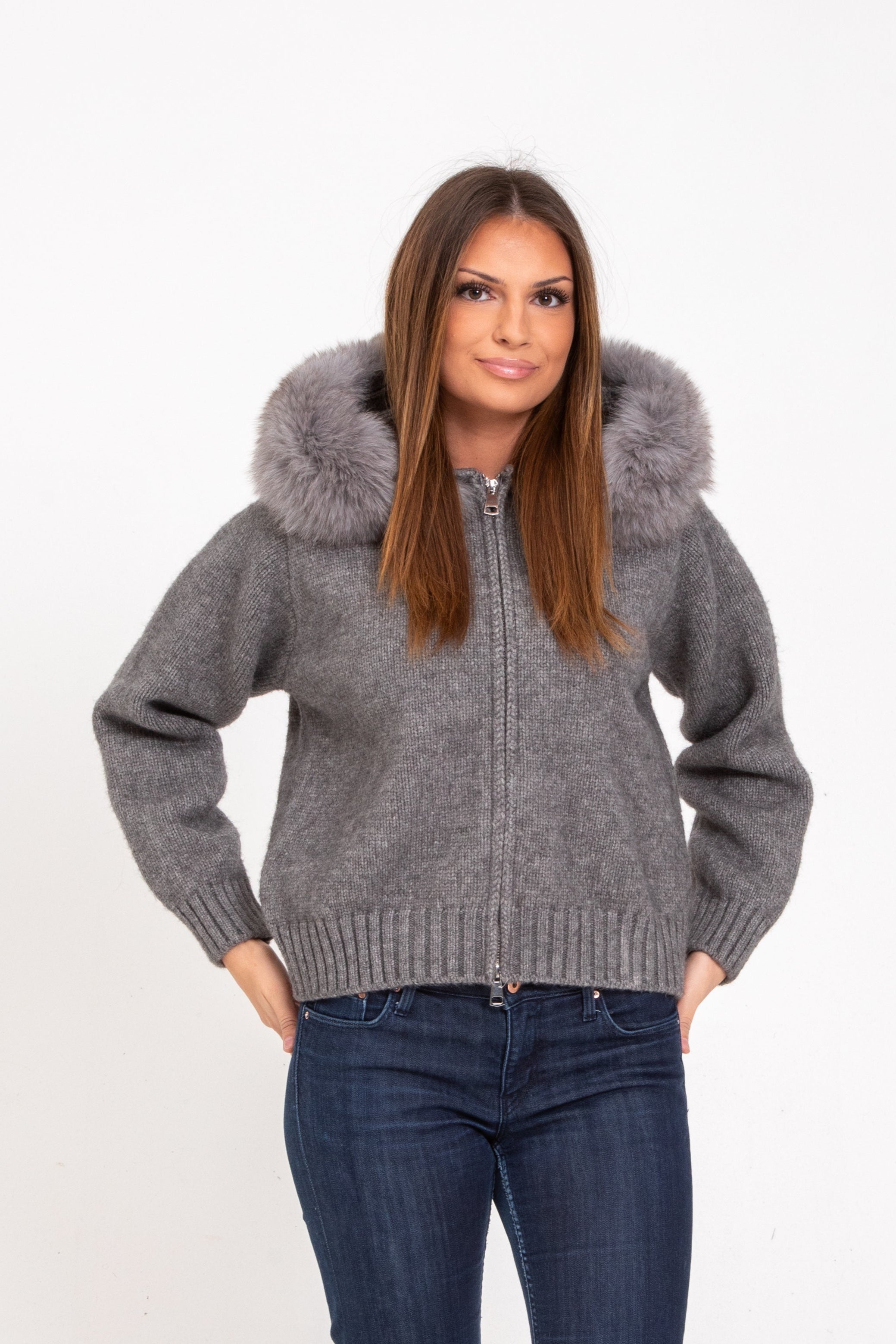Noelle | Faux Fur Hooded Jacket Grey