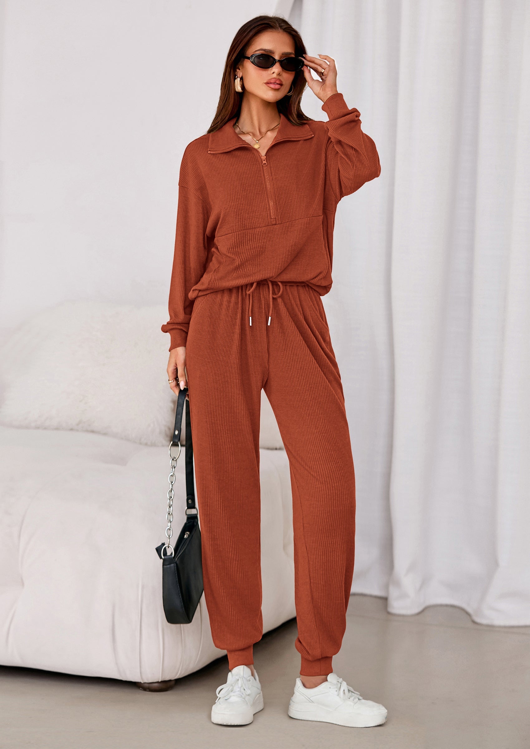 Chichi Women's Fall 2 Piece Lounge Sets Zip Up Sweatshirt Jogger Pants Sweat Track Suits Travel Outfit Winter Clothing