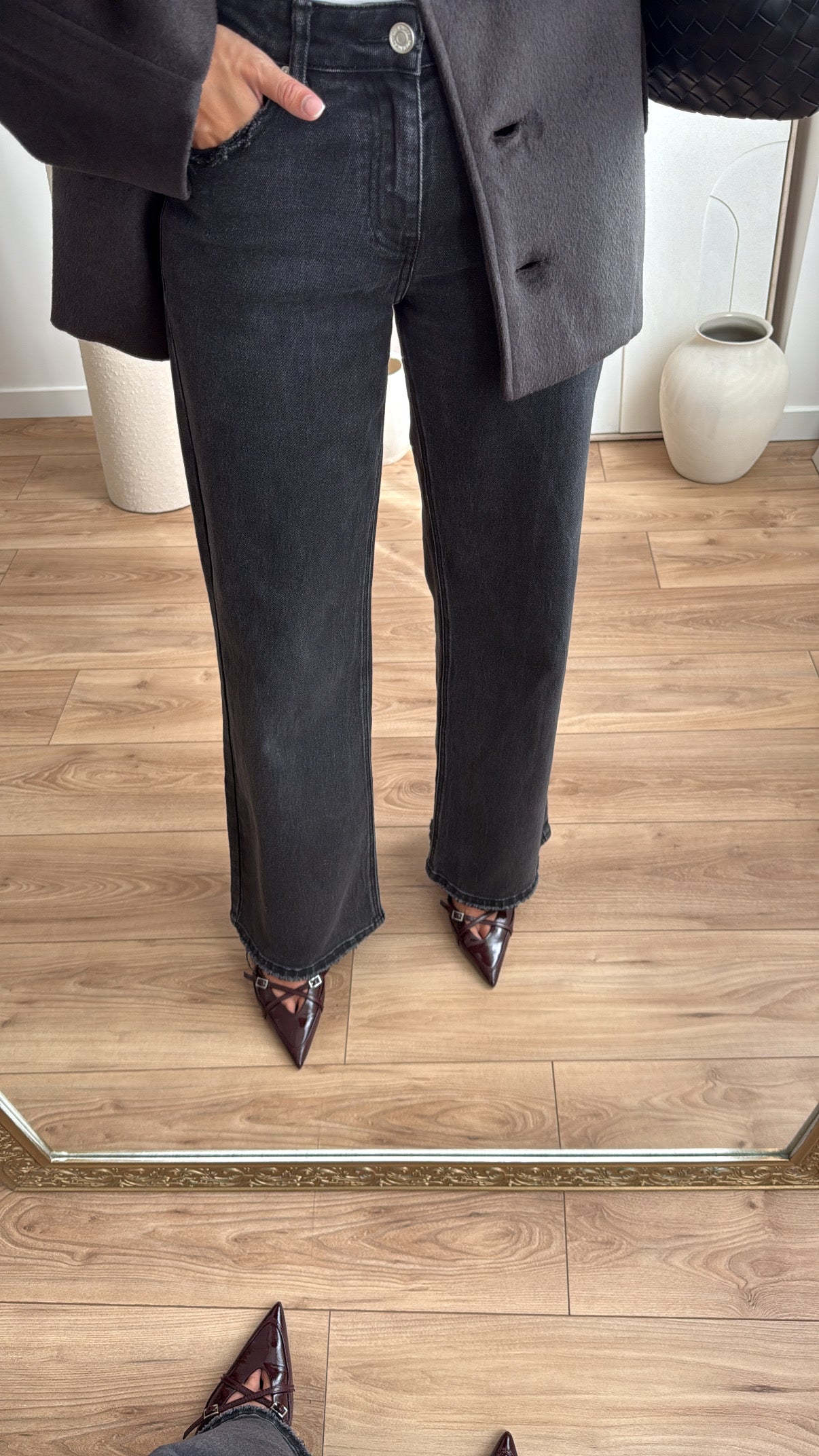 Wide leg jeans [black]