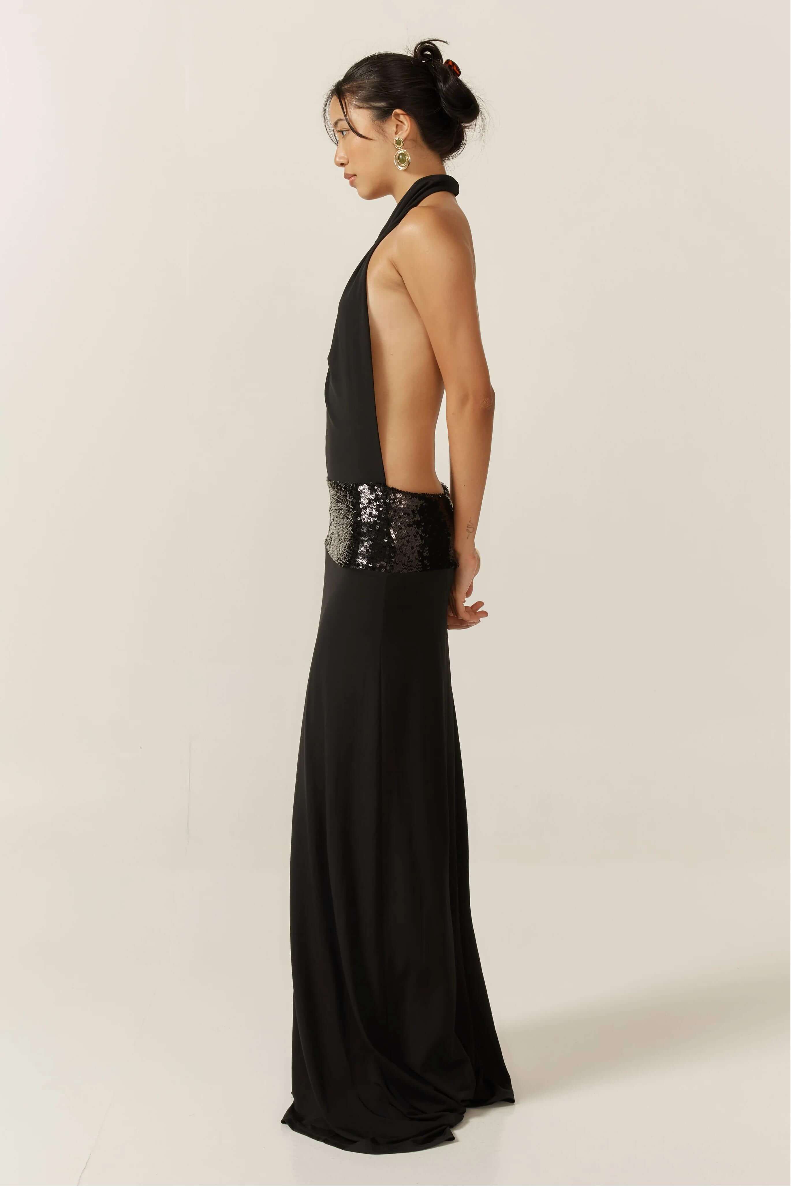 Goldie | Halter Neck Maxi Dress Black