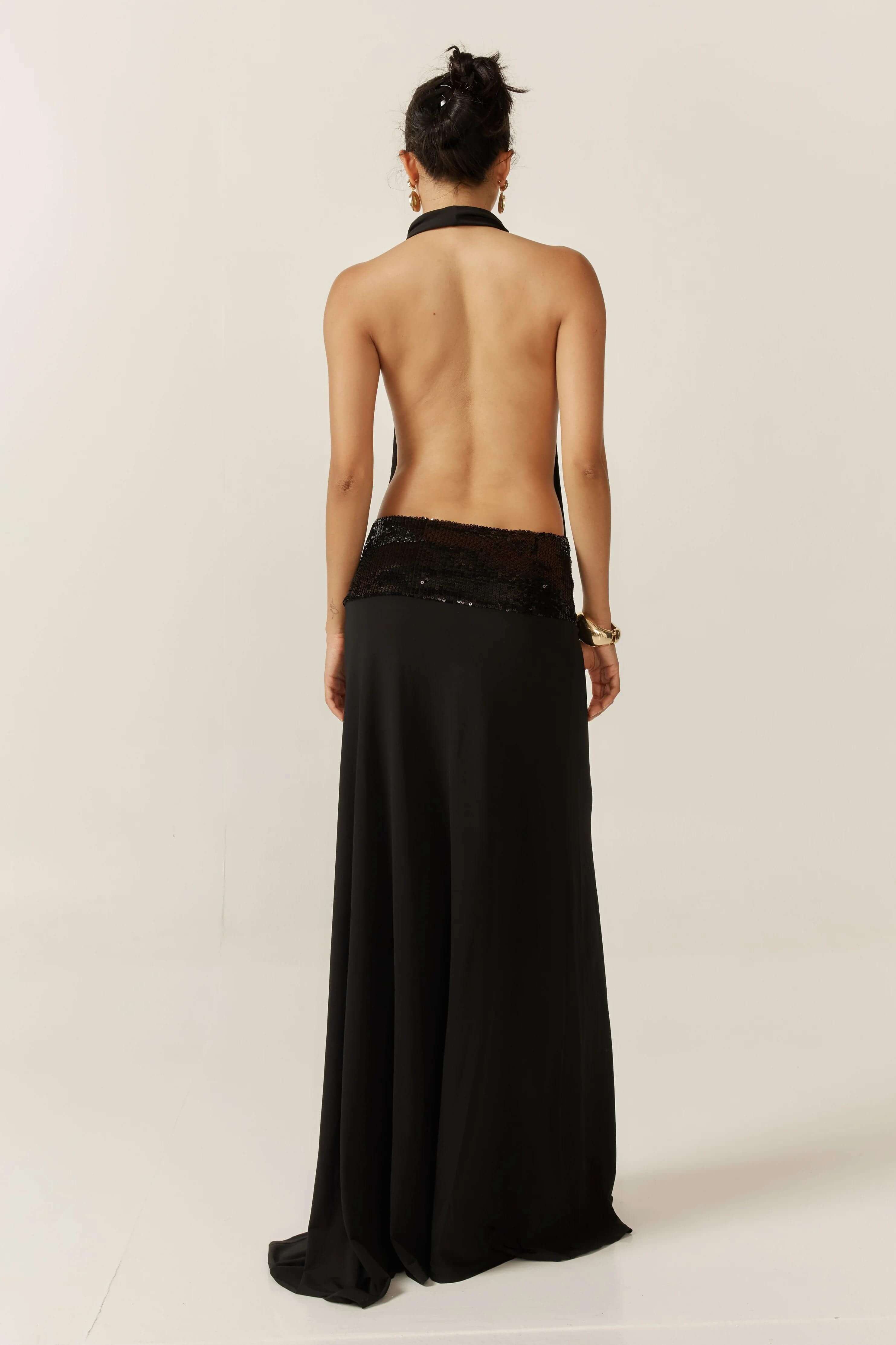 Goldie | Halter Neck Maxi Dress Black