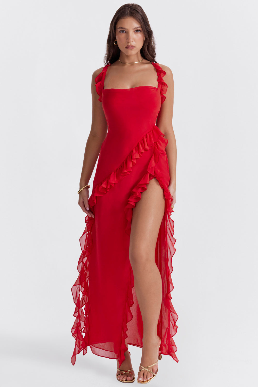Ayla | Ruffle Maxi Dress Red