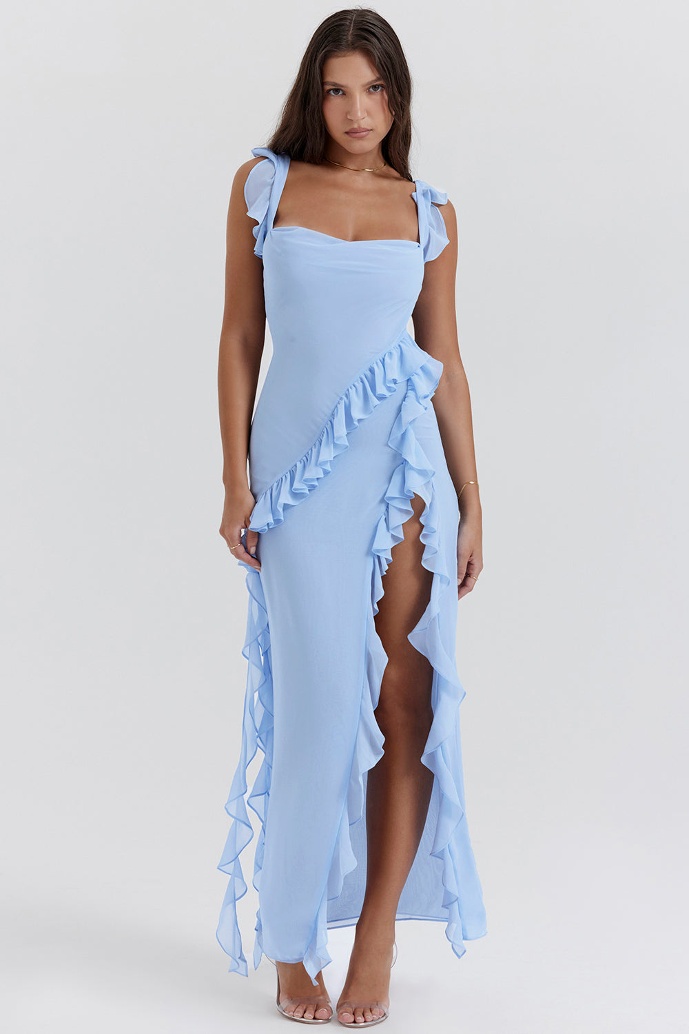 Ayla | Ruffle Maxi Dress Light Blue
