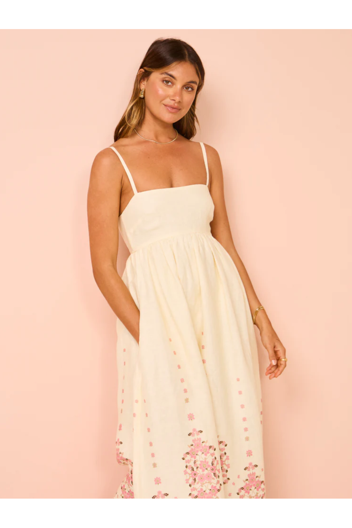 Marigold | Floral Maxi Dress Creamy White
