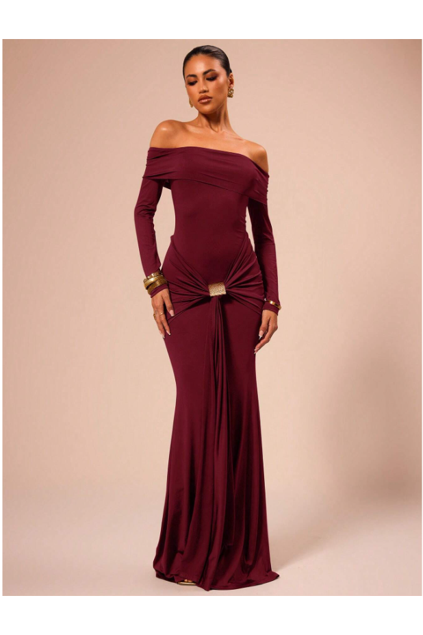 Elara | Elegant Maxi Dress Wine Red