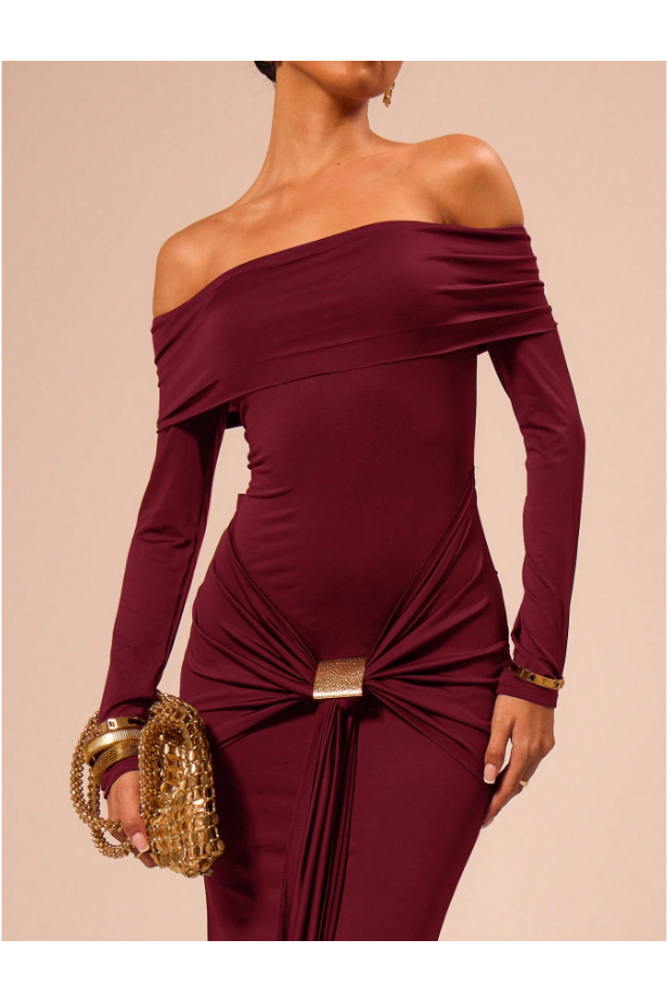 Elara | Elegant Maxi Dress Wine Red