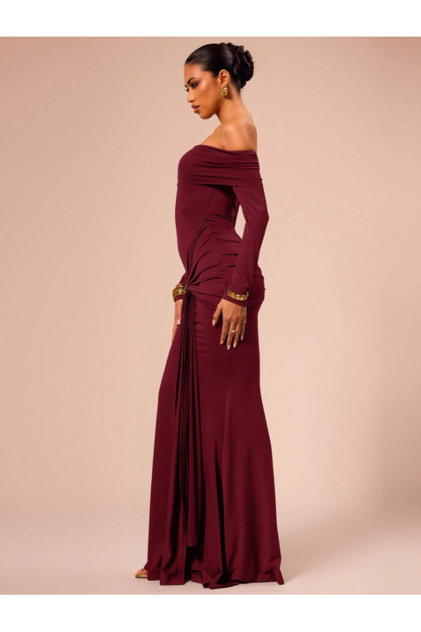 Elara | Elegant Maxi Dress Wine Red