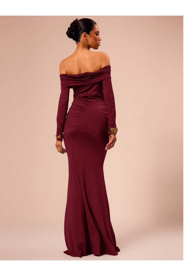 Elara | Elegant Maxi Dress Wine Red