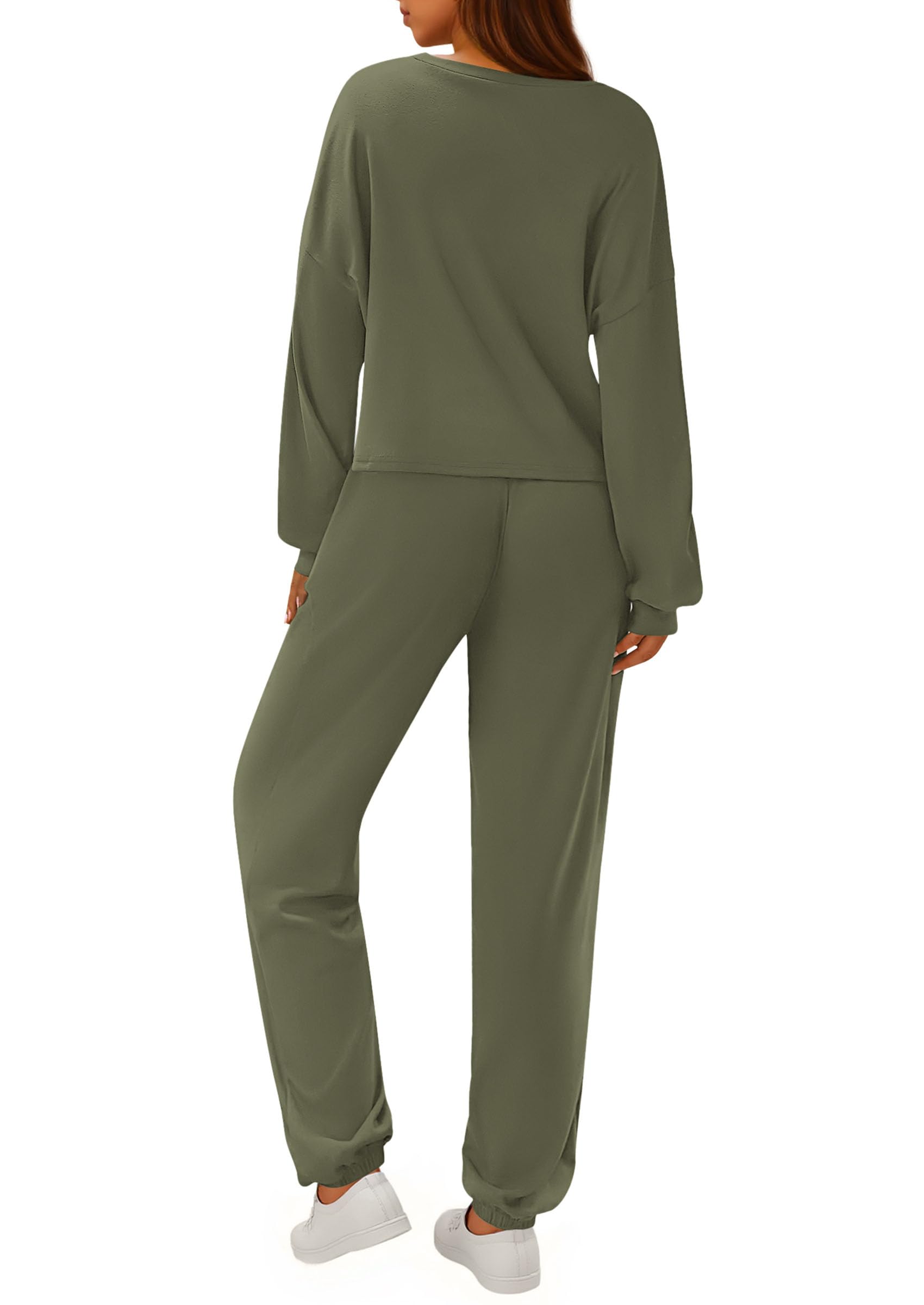 Chichi Women's Two Piece Outfits Lounge Sets Long Sleeve Pullover Tops Sweatpants Fall Fashion Matching Clothing Army green
