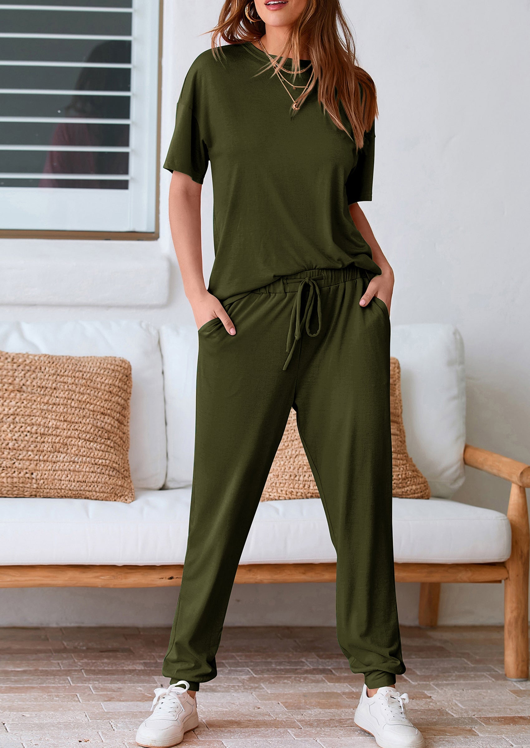 Chichi Women's Two Piece Lounge Sets Spring Summer Jogger Pants Vacation Outfits Travel Airplane Matching Clothes