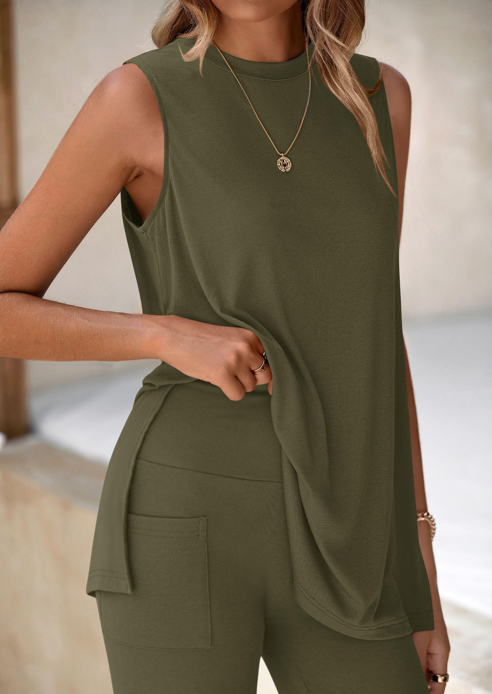 Chichi 2 Piece Sets for Women Summer Matching Lounge Shorts Set Resort Airport Travel Loungewear Outfits Clothing Army Green