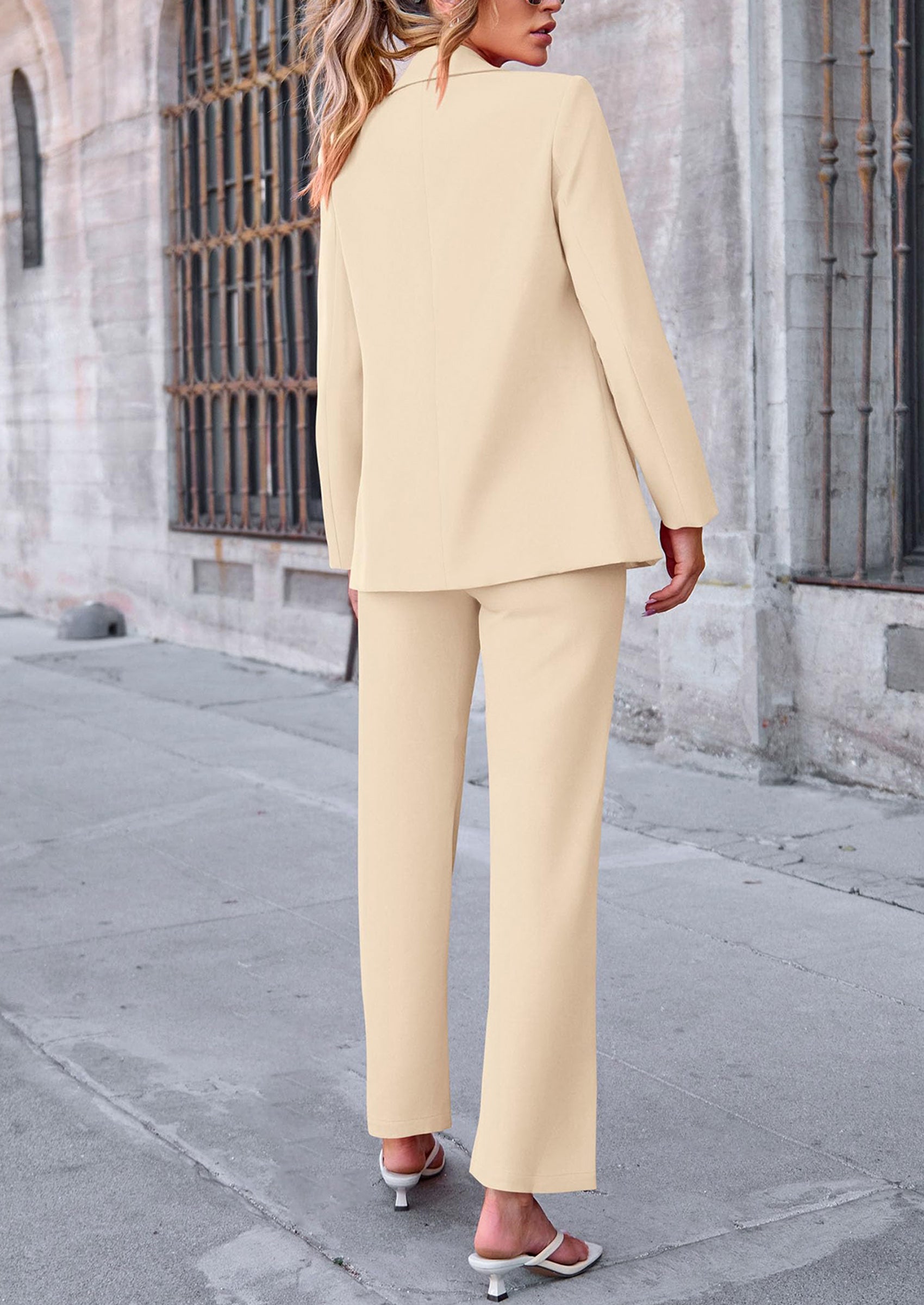Chichi 2 Piece Blazer Outfits Business Casual Oversized Jacket Wide Leg Work Pants Dressy Suit Set
