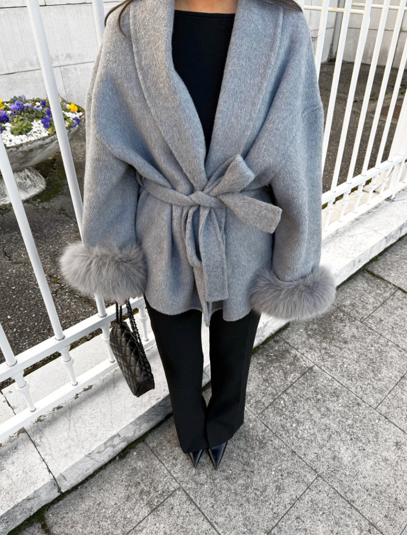 Ellie | Woolcoat With Fur Grey