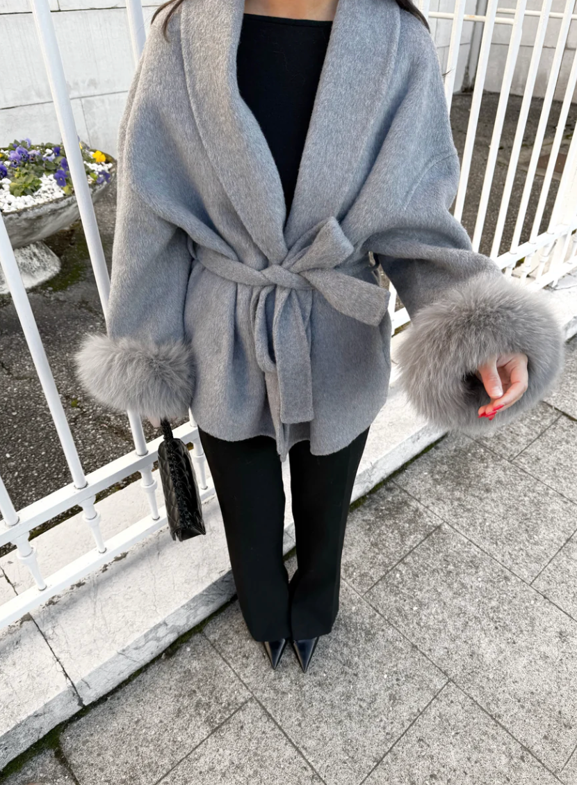 Ellie | Woolcoat With Fur Grey