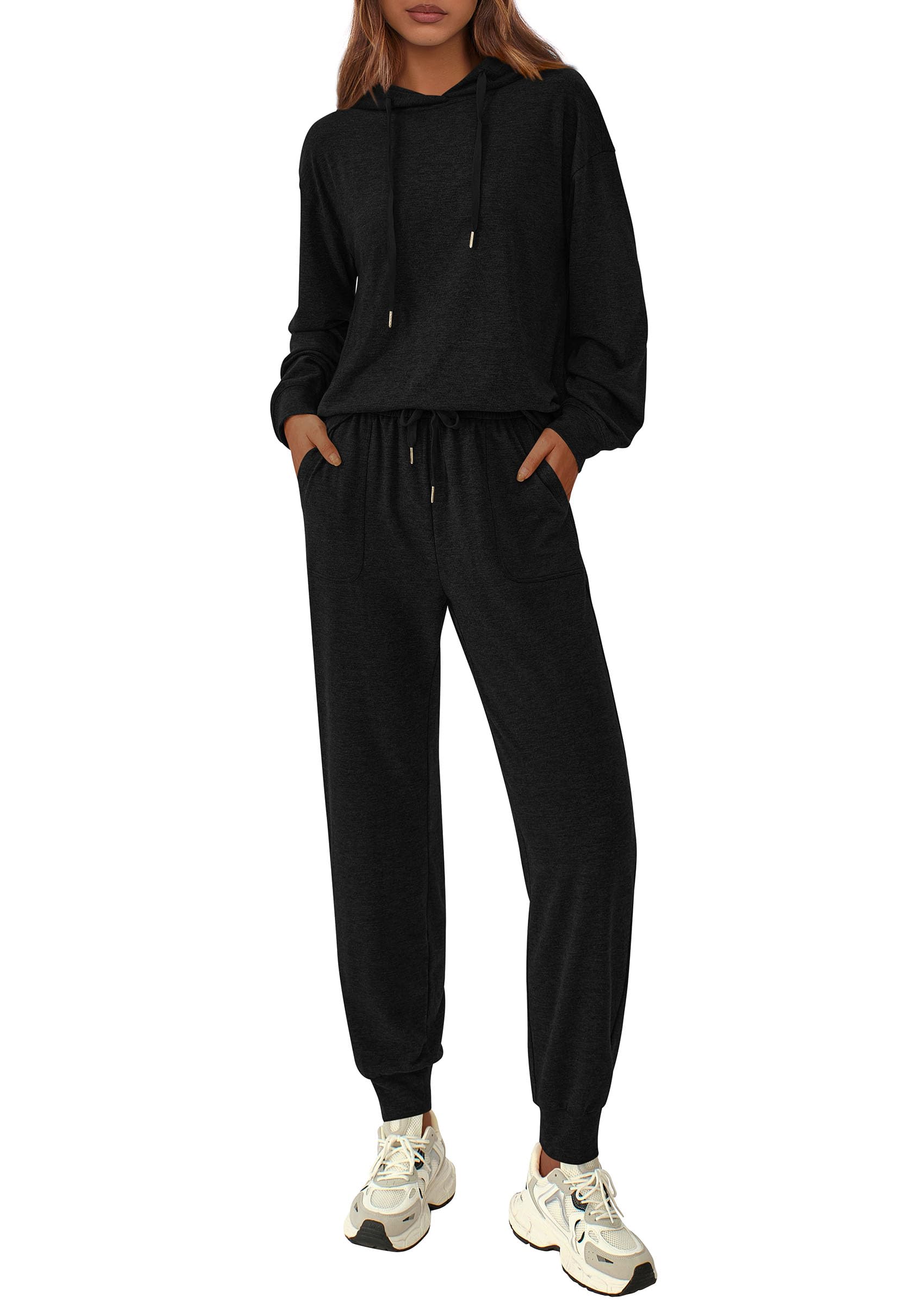 Chichi Women's Two Piece Outfits Sweatsuits Lounge Sets Hoodies Sweatshirt Joggers Sweatpants Fall Fashion Clothes Black