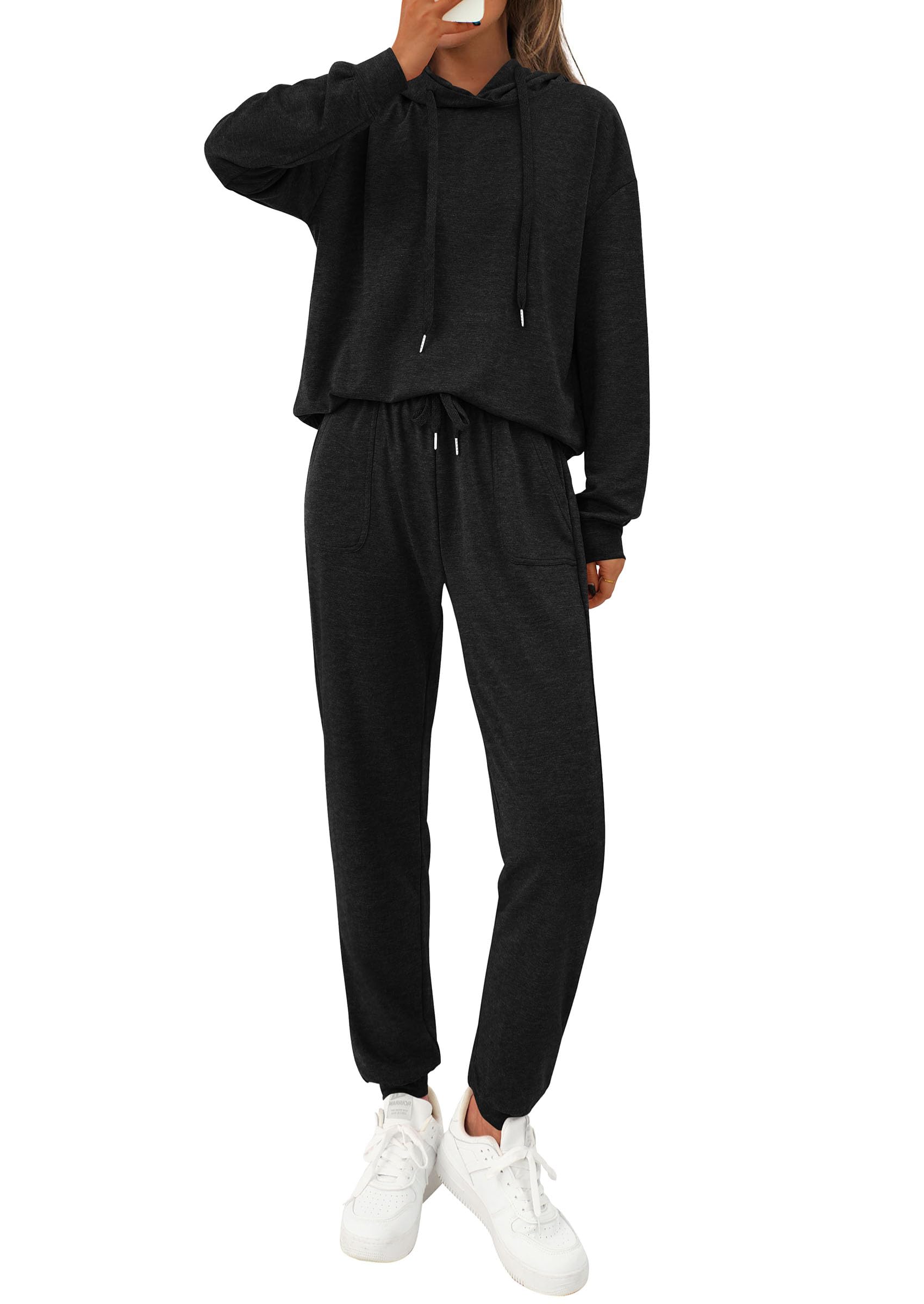 Chichi Women's Two Piece Outfits Sweatsuits Lounge Sets Hoodies Sweatshirt Joggers Sweatpants Fall Fashion Clothes Black