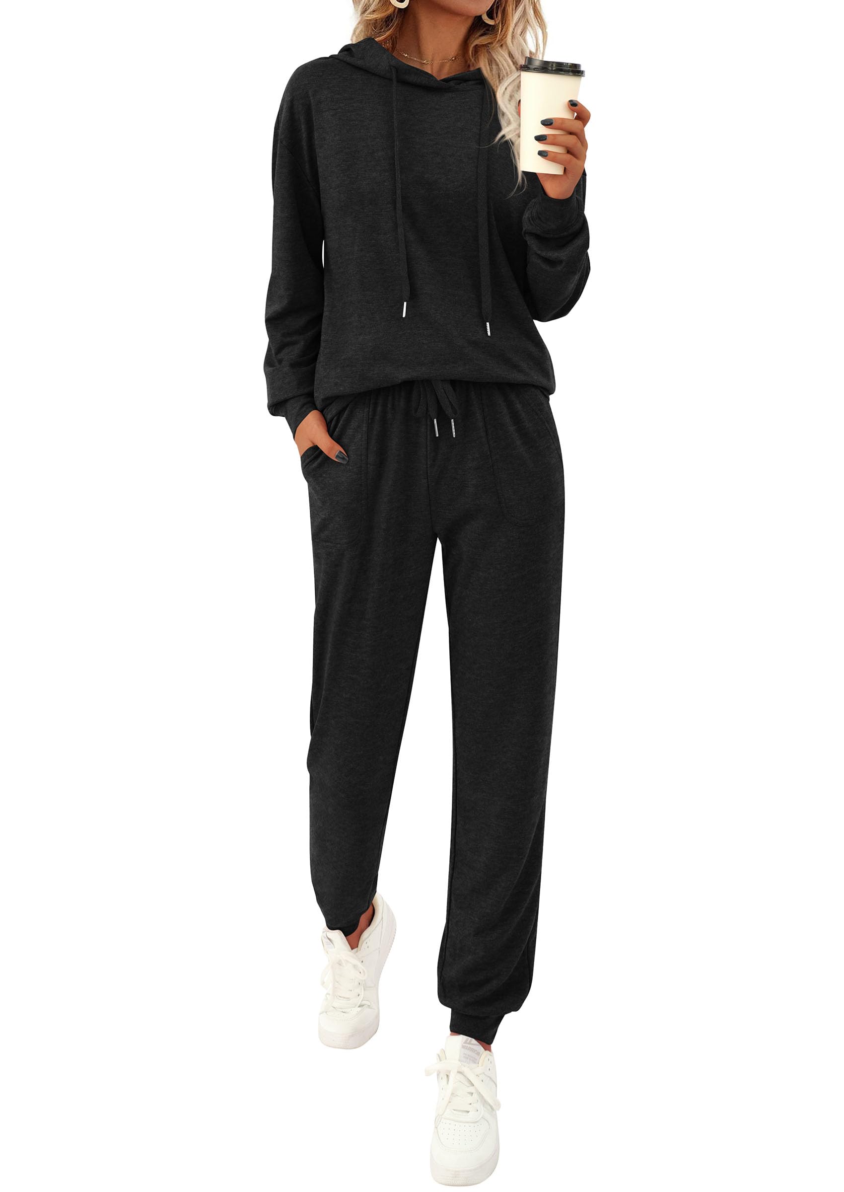 Chichi Women's Two Piece Outfits Sweatsuits Lounge Sets Hoodies Sweatshirt Joggers Sweatpants Fall Fashion Clothes Black