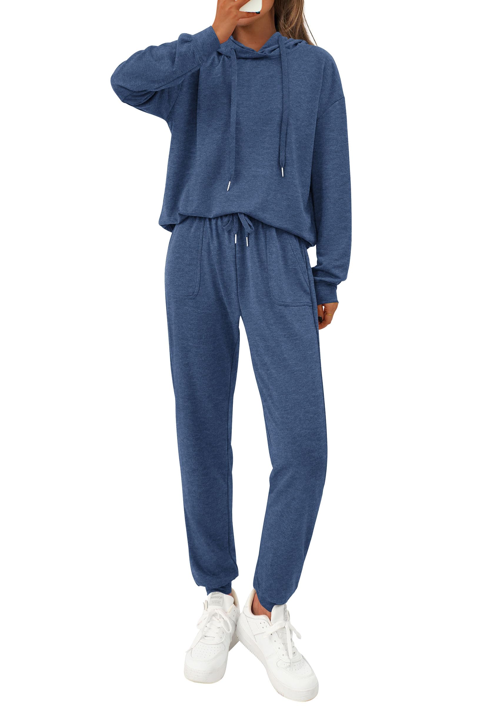 Chichi Women's Two Piece Outfits Sweatsuits Lounge Sets Hoodies Sweatshirt Joggers Sweatpants Fall Fashion Clothes Blue