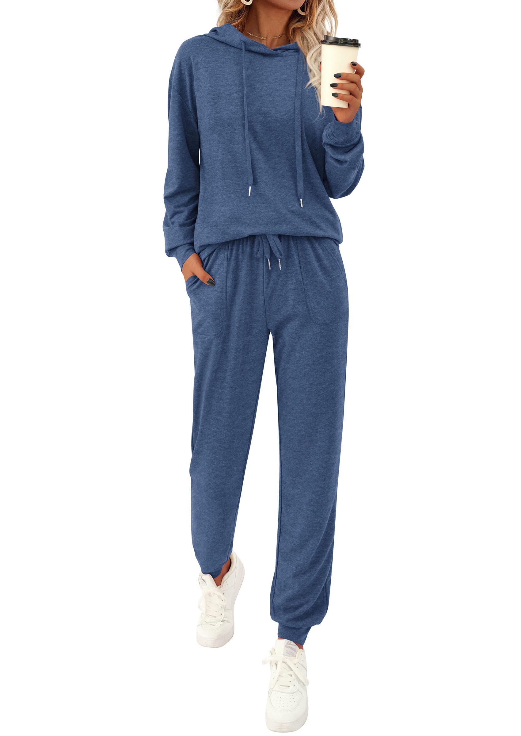 Chichi Women's Two Piece Outfits Sweatsuits Lounge Sets Hoodies Sweatshirt Joggers Sweatpants Fall Fashion Clothes Blue