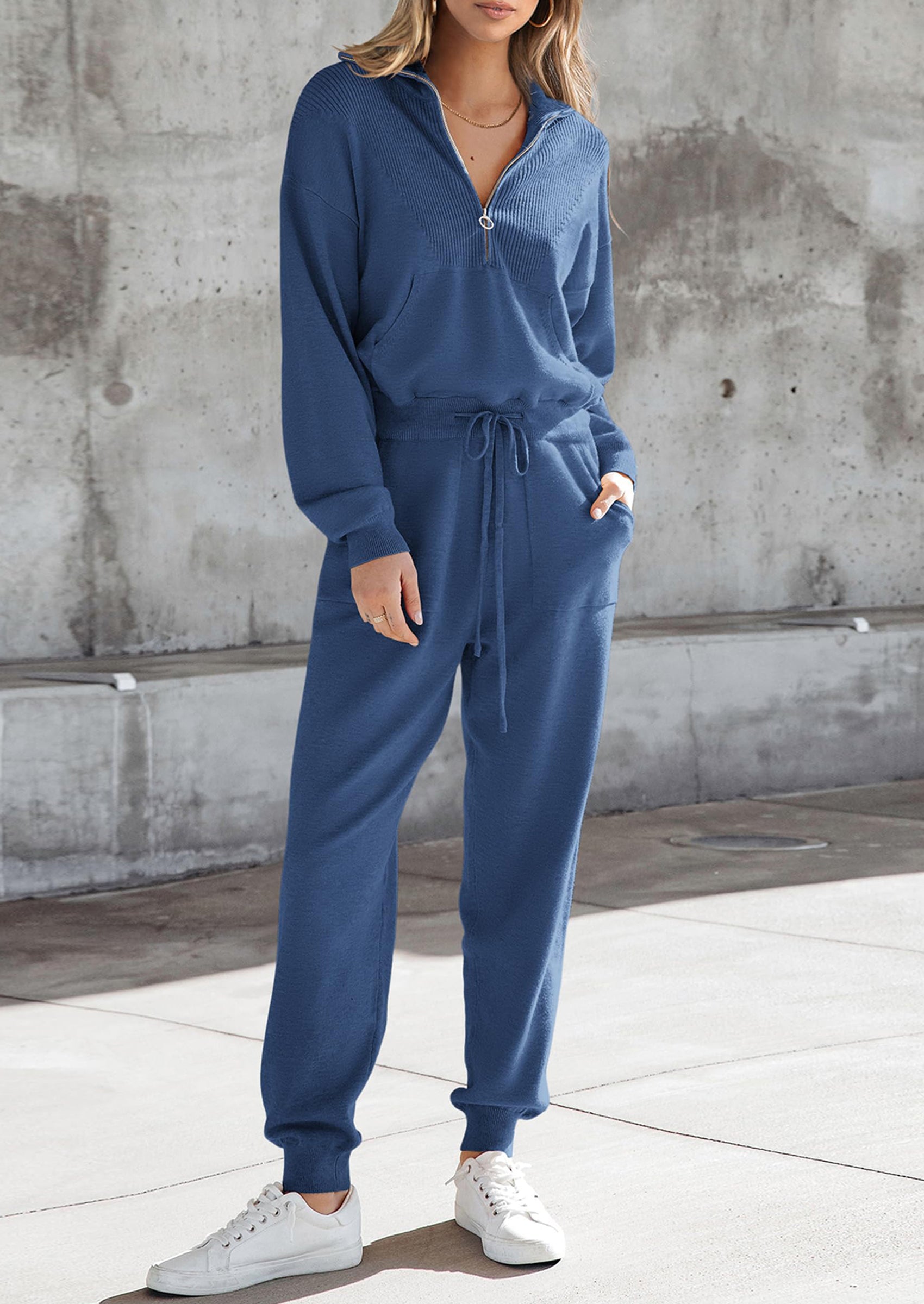 Chichi Women's 2 Piece Sweater Set Pullover Zip Up Sweatshirt Jogger Sweatpants Tracksuit Casual Outfit