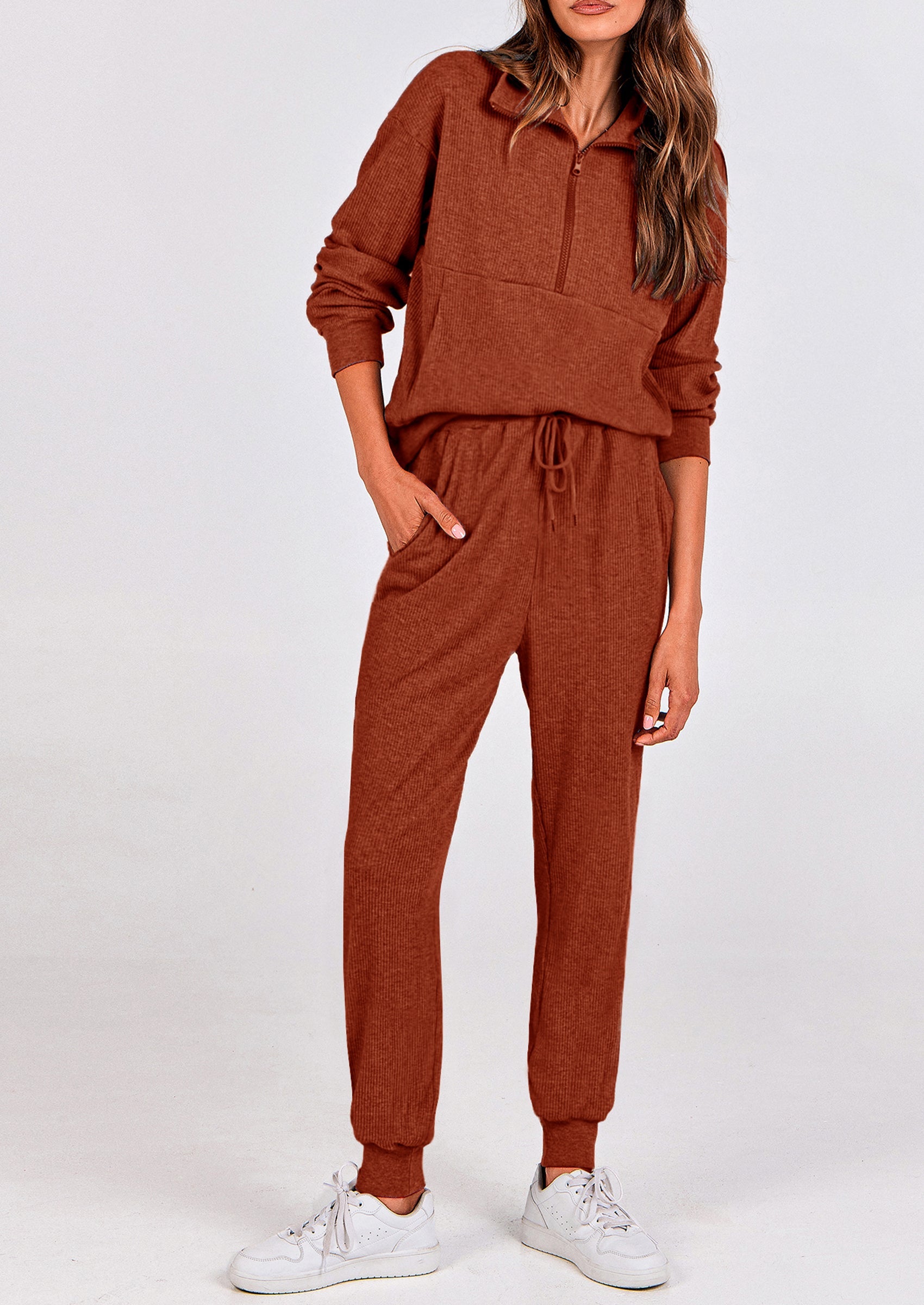 Chichi Women's Fall 2 Piece Lounge Sets Zip Up Sweatshirt Jogger Pants Sweat Track Suits Travel Outfit Winter Clothing