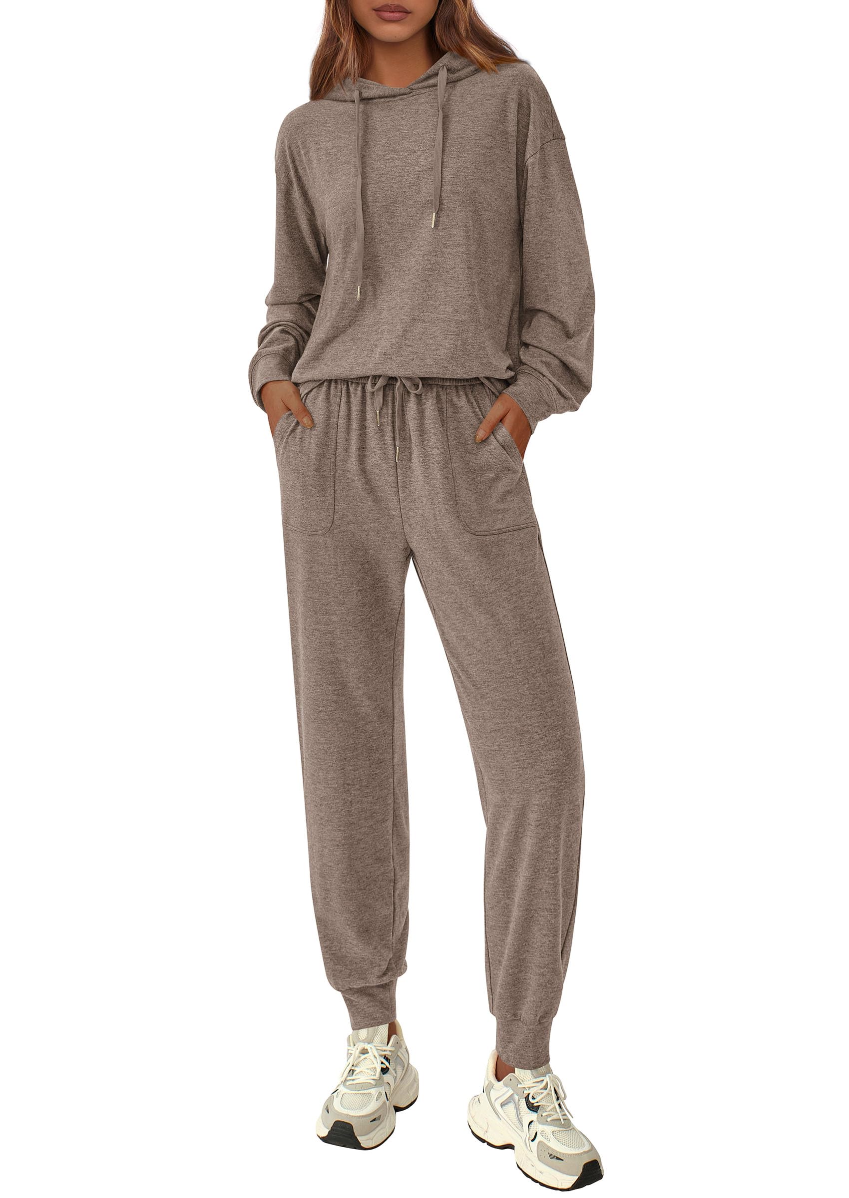 Chichi Women's Two Piece Outfits Sweatsuits Lounge Sets Hoodies Sweatshirt Joggers Sweatpants Fall Fashion Clothes Brown