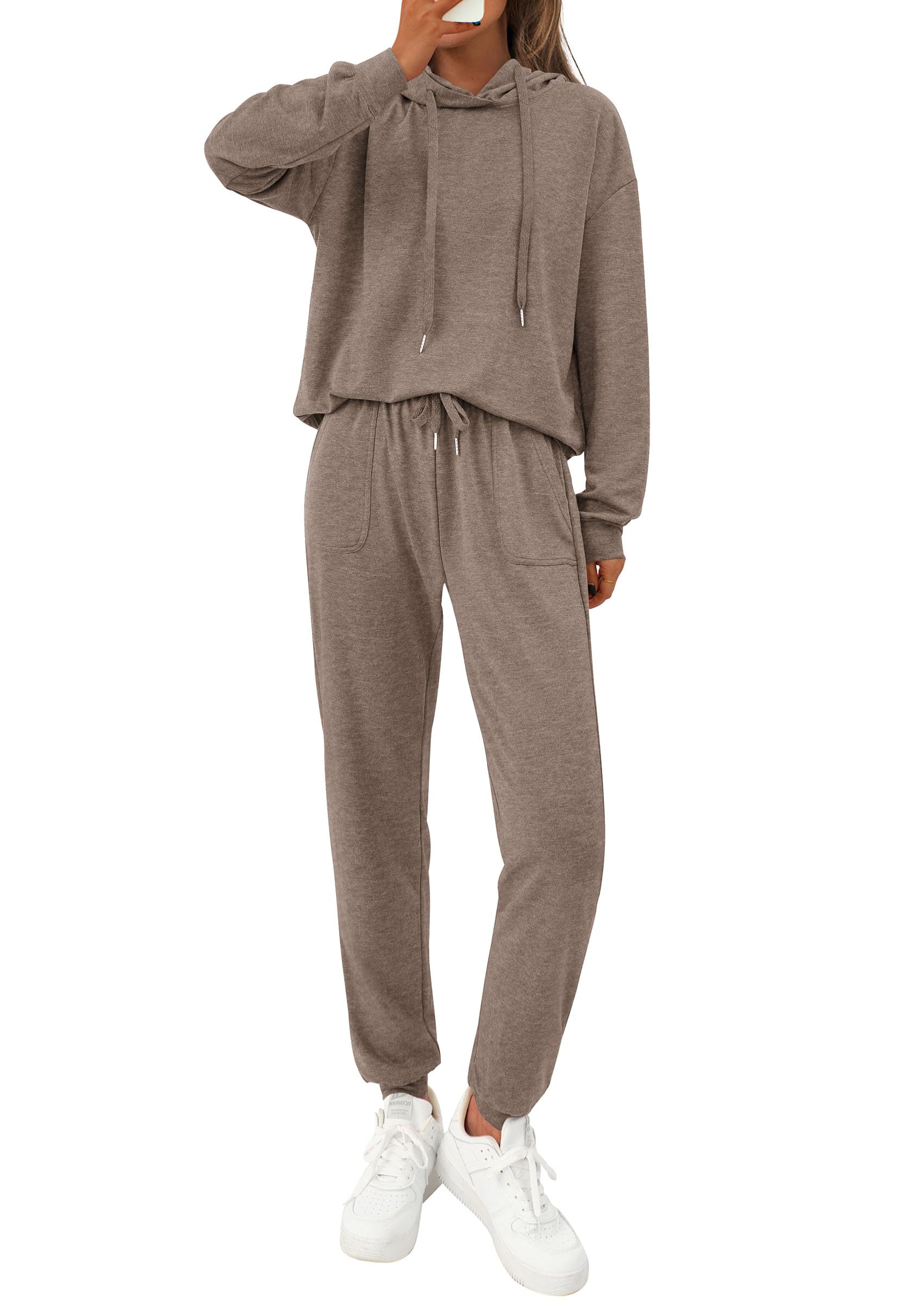 Chichi Women's Two Piece Outfits Sweatsuits Lounge Sets Hoodies Sweatshirt Joggers Sweatpants Fall Fashion Clothes Brown