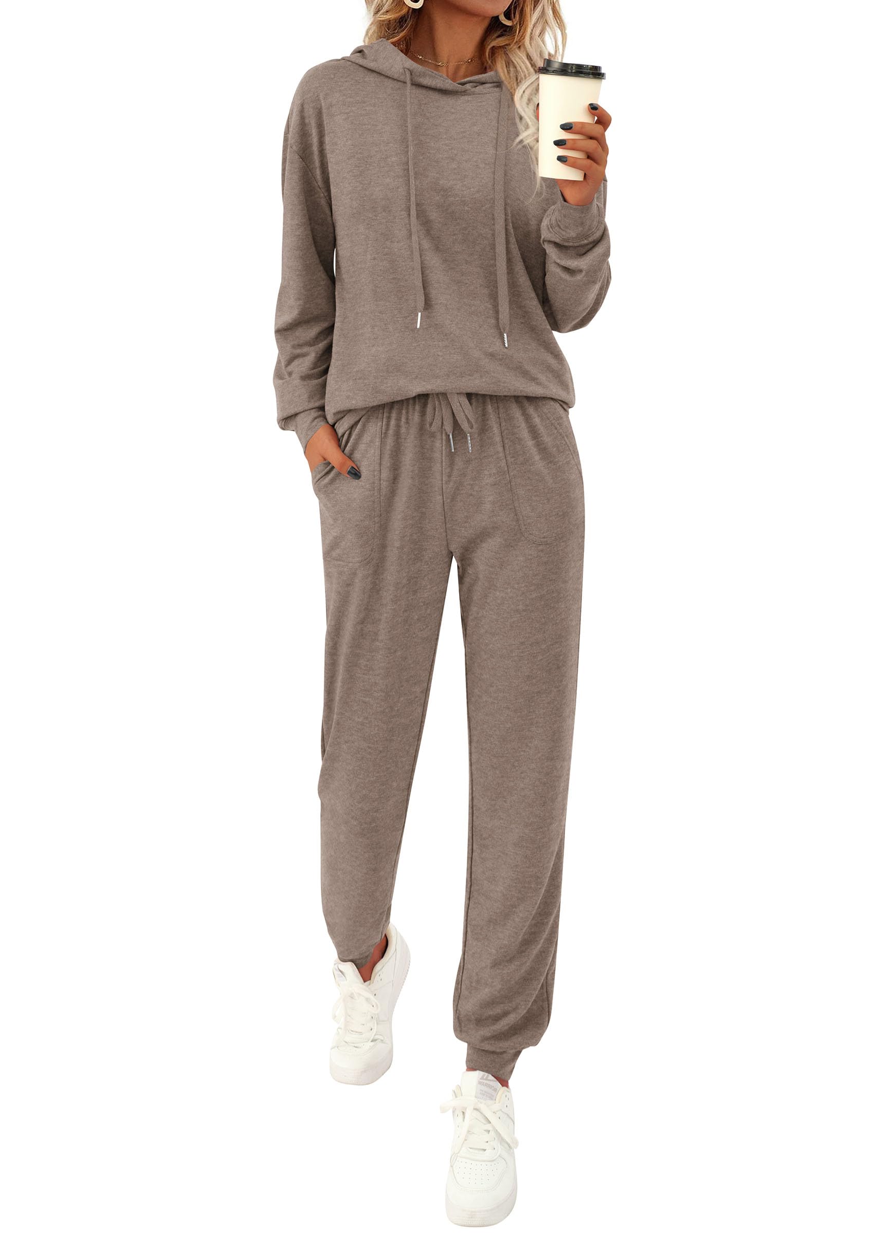 Chichi Women's Two Piece Outfits Sweatsuits Lounge Sets Hoodies Sweatshirt Joggers Sweatpants Fall Fashion Clothes Brown