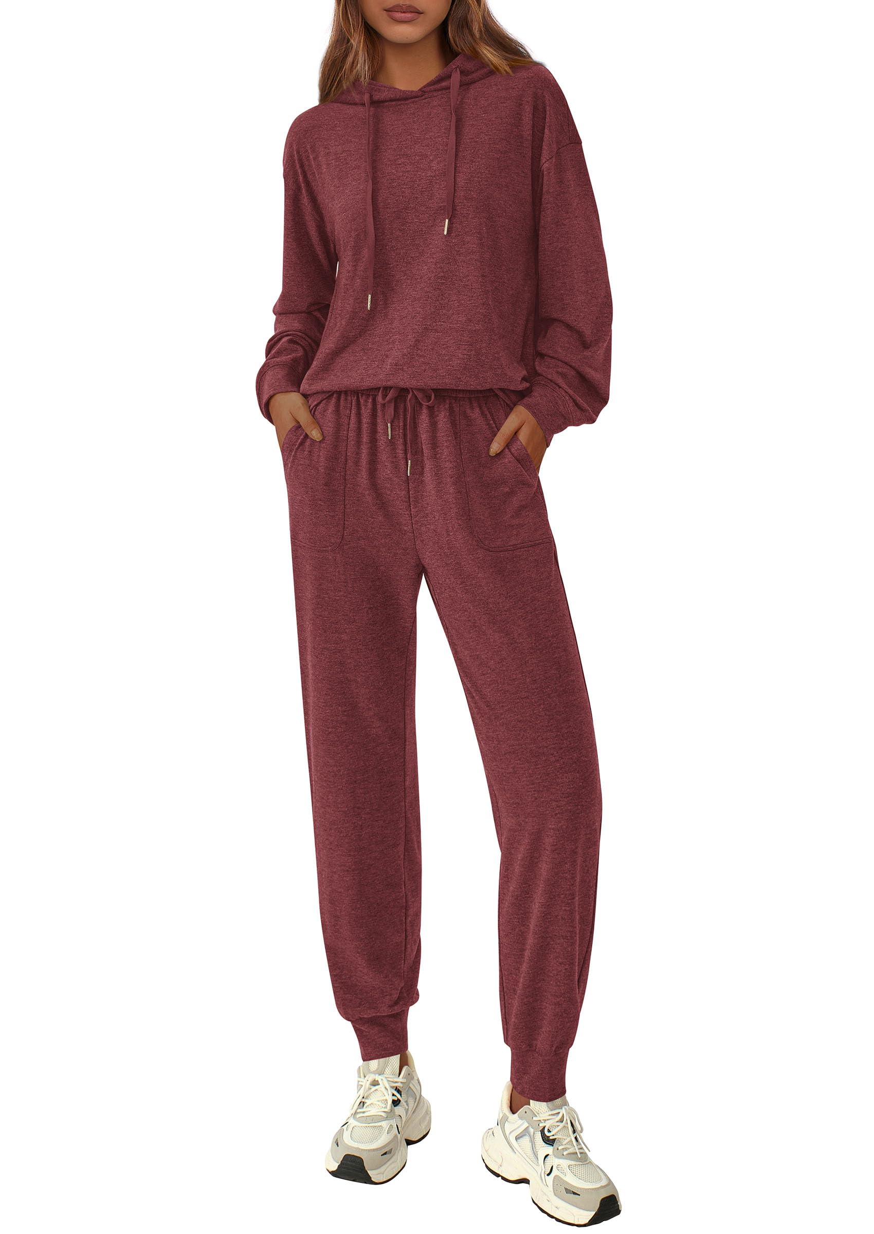 Chichi Women's Two Piece Outfits Sweatsuits Lounge Sets Hoodies Sweatshirt Joggers Sweatpants Fall Fashion Clothes Burgundy