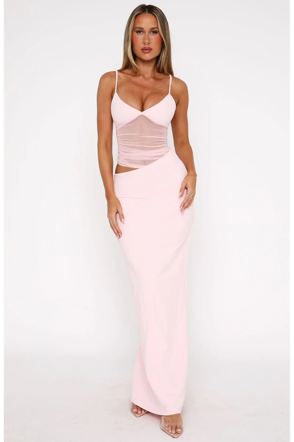 Mira | Sheer Maxi Dress Pink