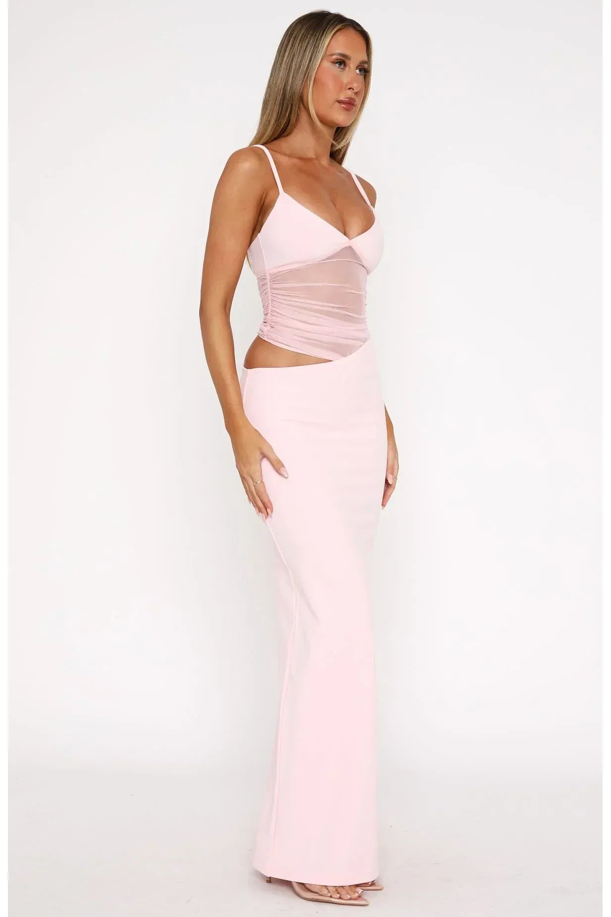 Mira | Sheer Maxi Dress Pink