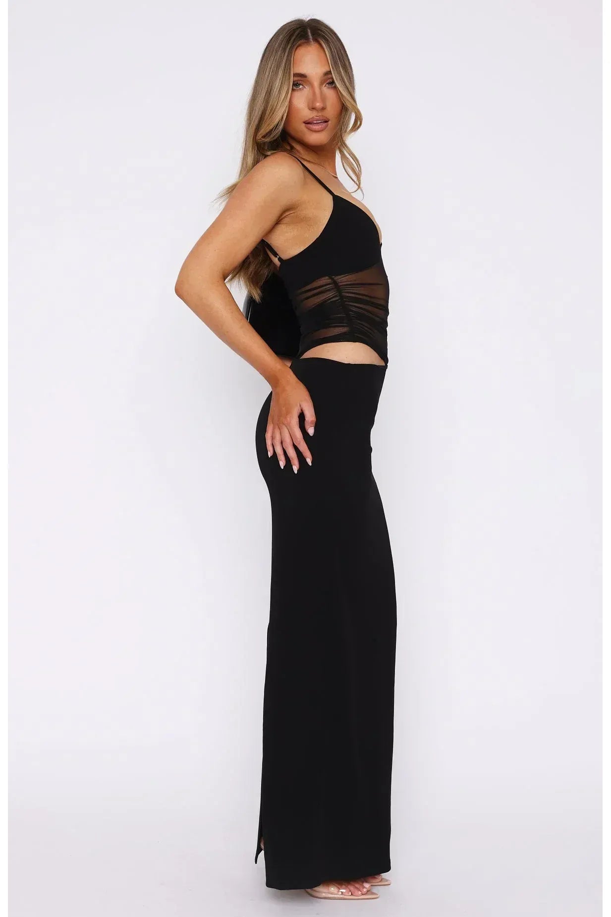 Mira | Sheer Maxi Dress Black