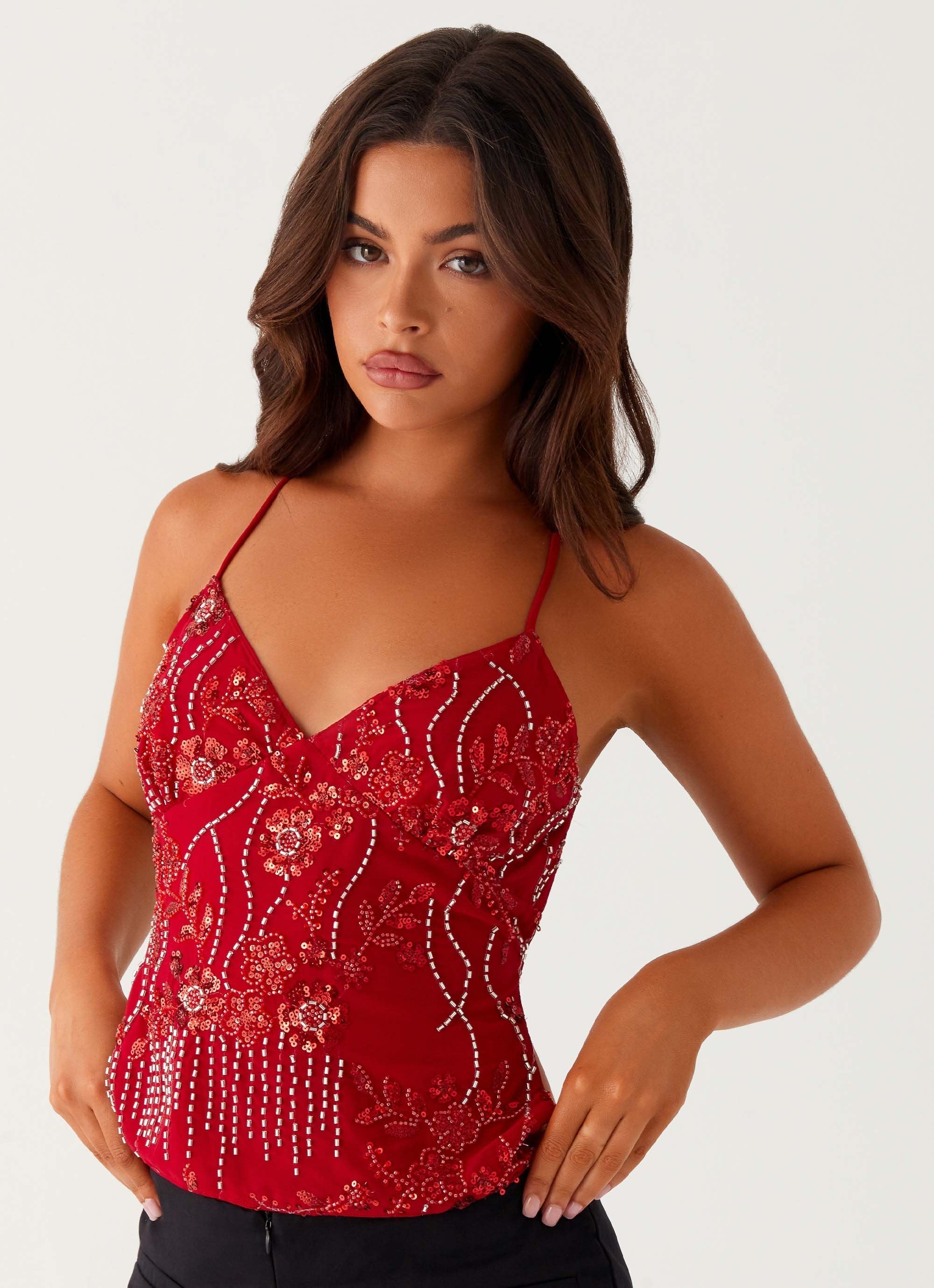 Gigi | Sequin Top Red