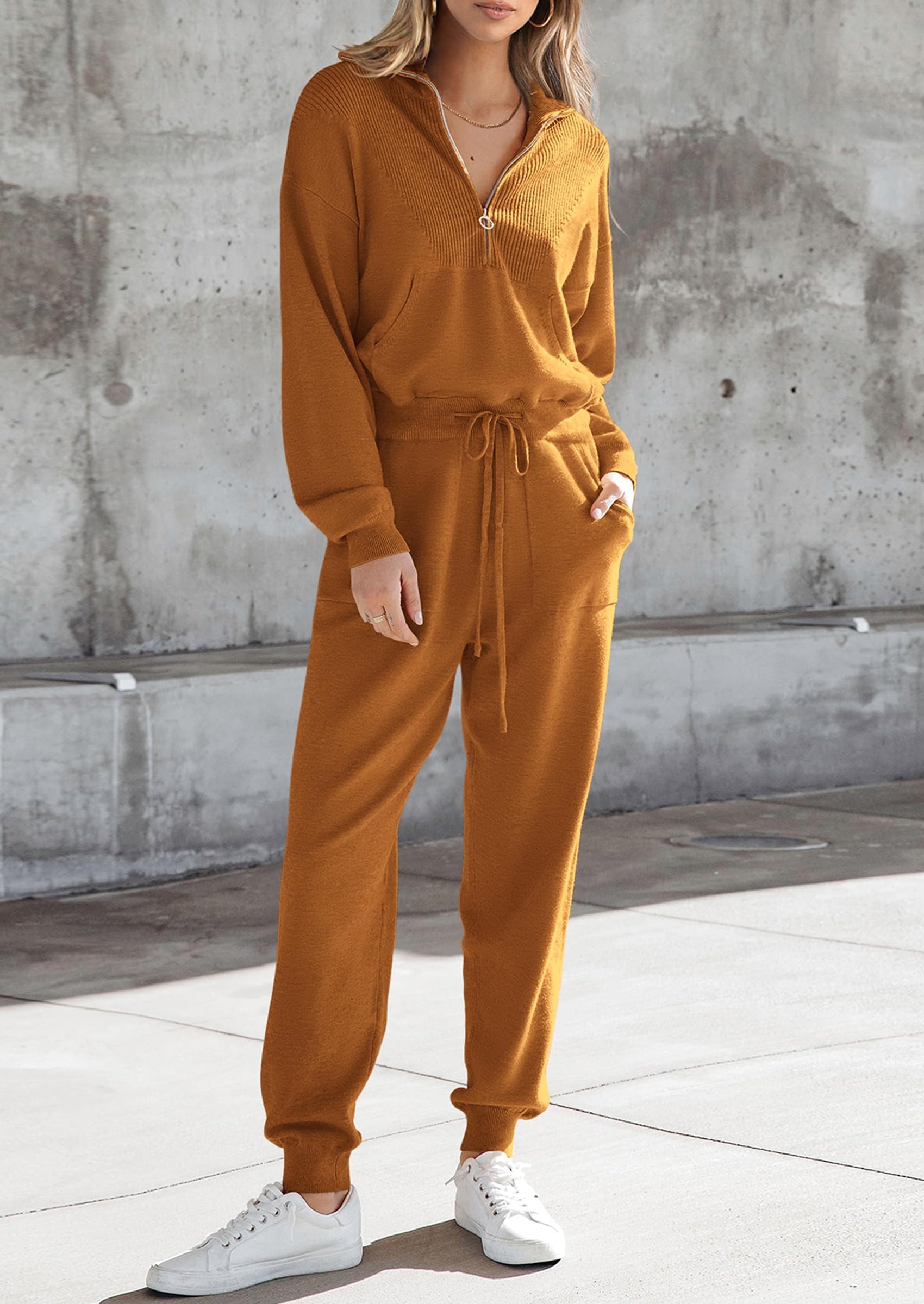 Chichi Women's 2 Piece Sweater Set Pullover Zip Up Sweatshirt Jogger Sweatpants Tracksuit Casual Outfit