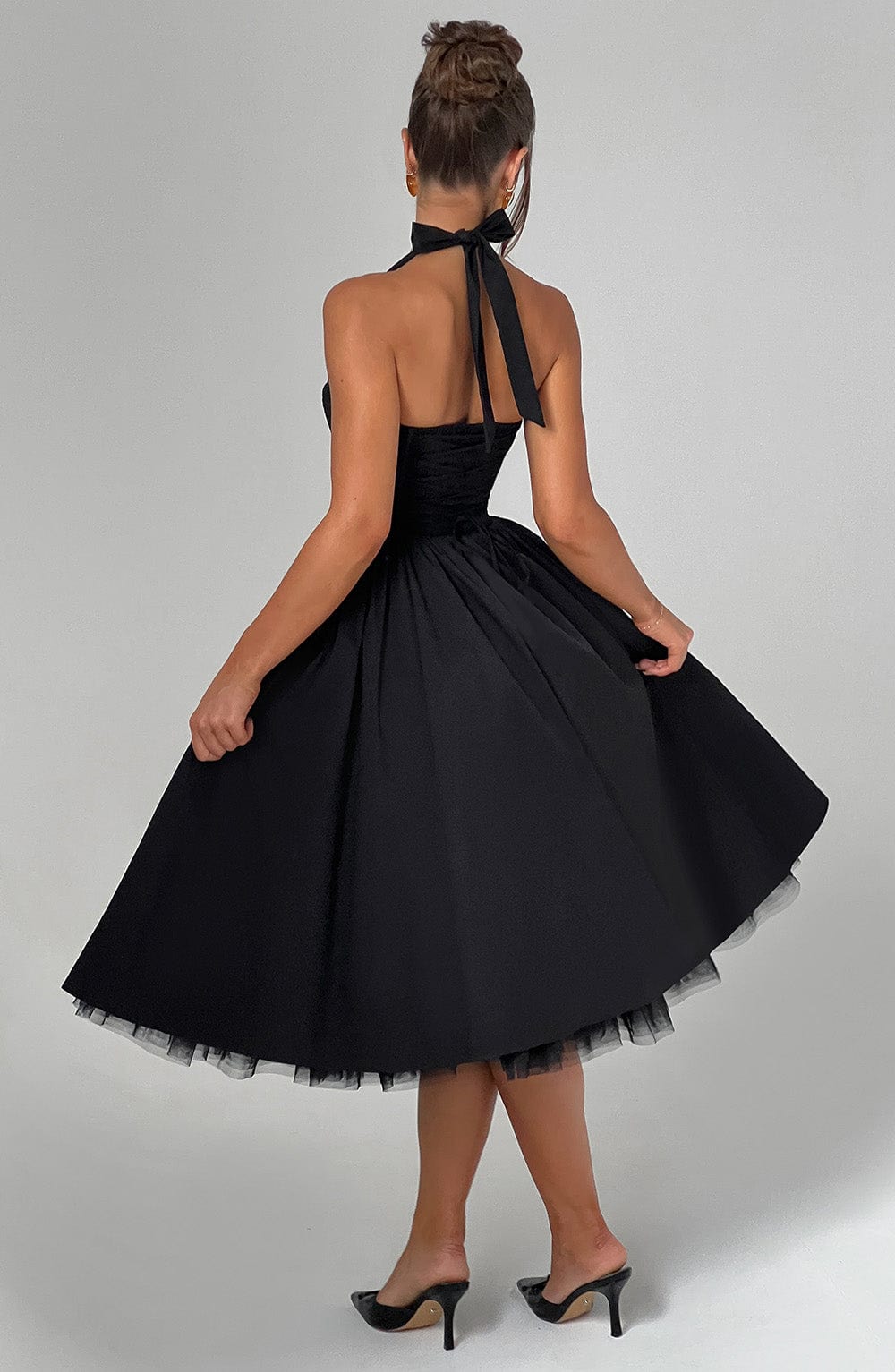 Alba | Elegant Midi Dress Black