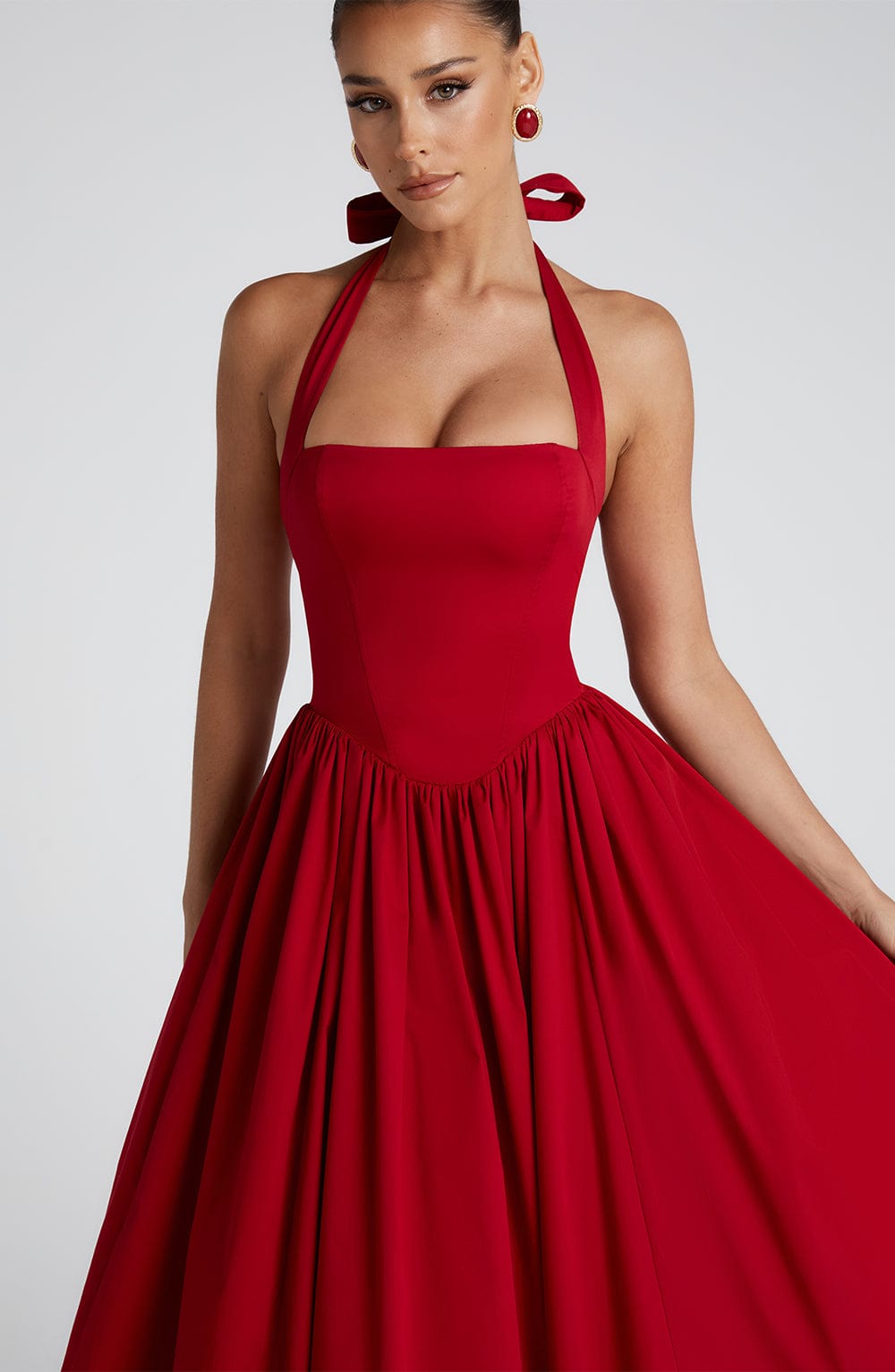 Alba | Elegant Midi Dress Red