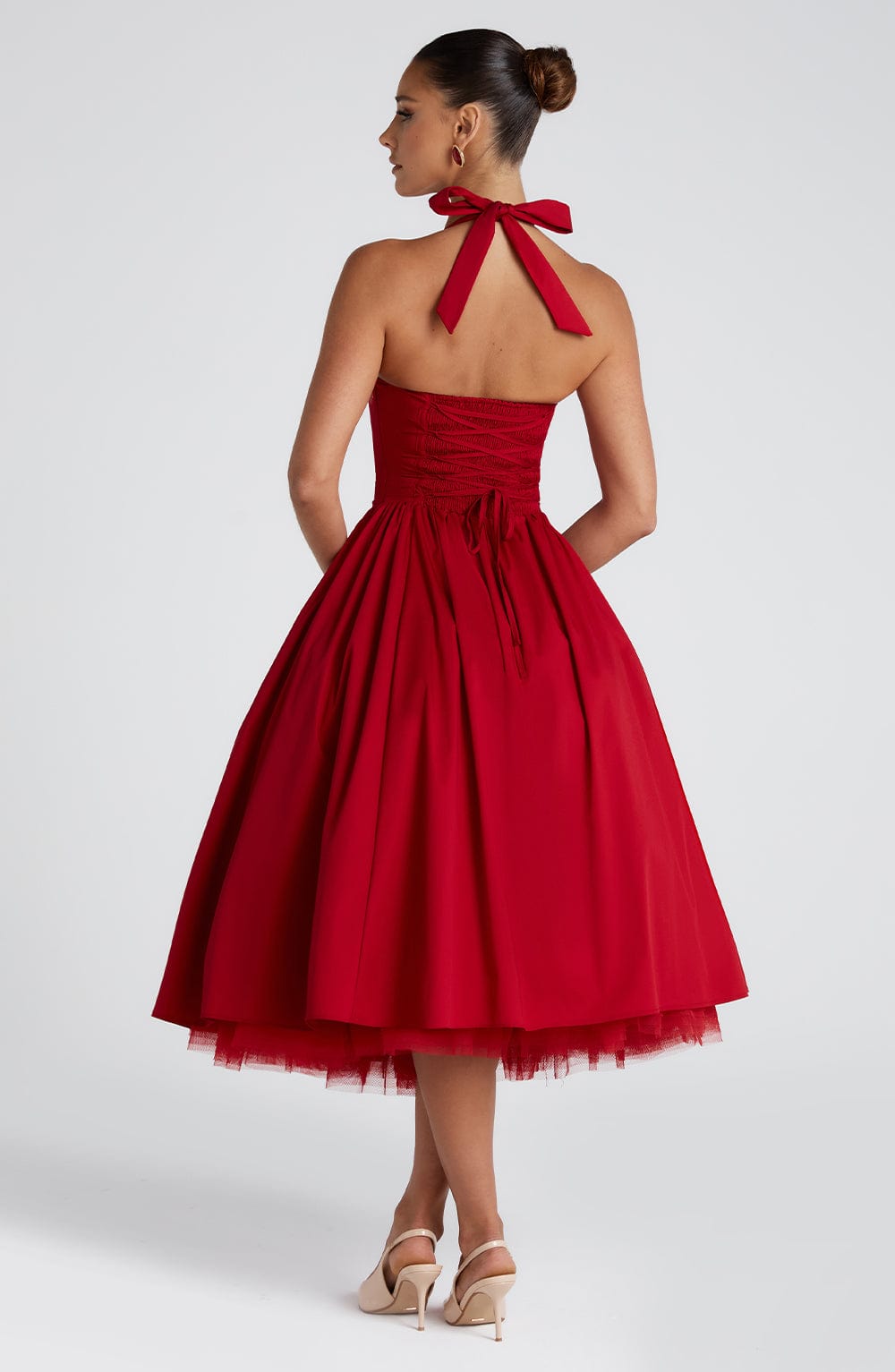 Alba | Elegant Midi Dress Red