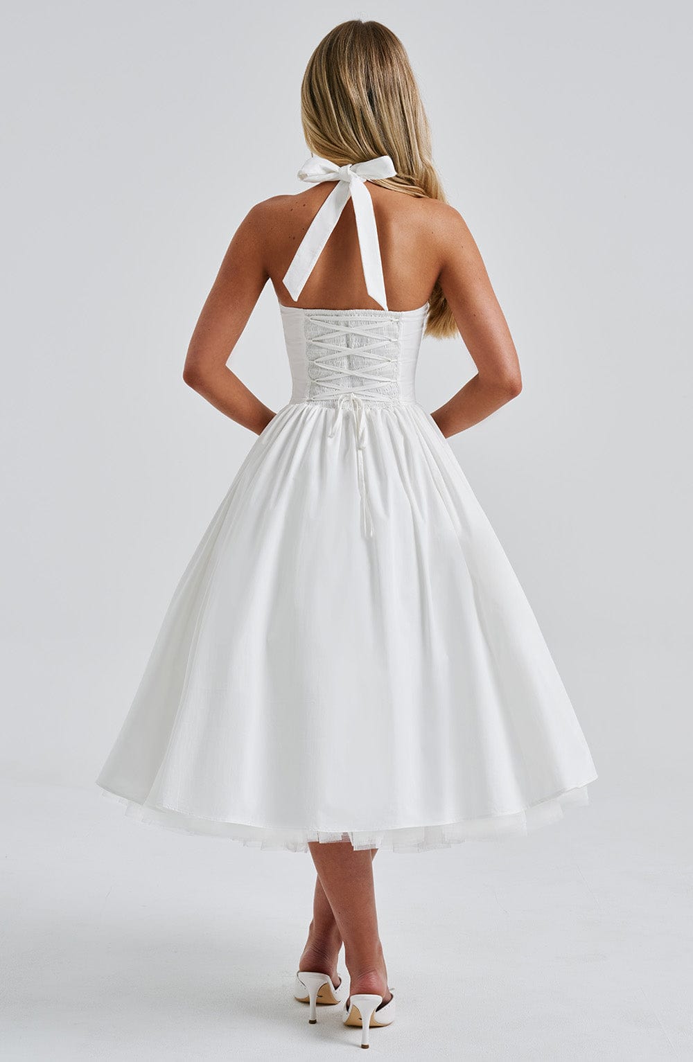 Alba | Elegant Midi Dress White