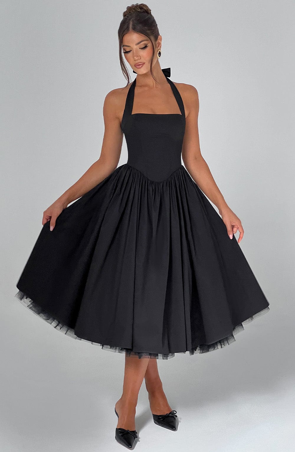 Alba | Elegant Midi Dress Black