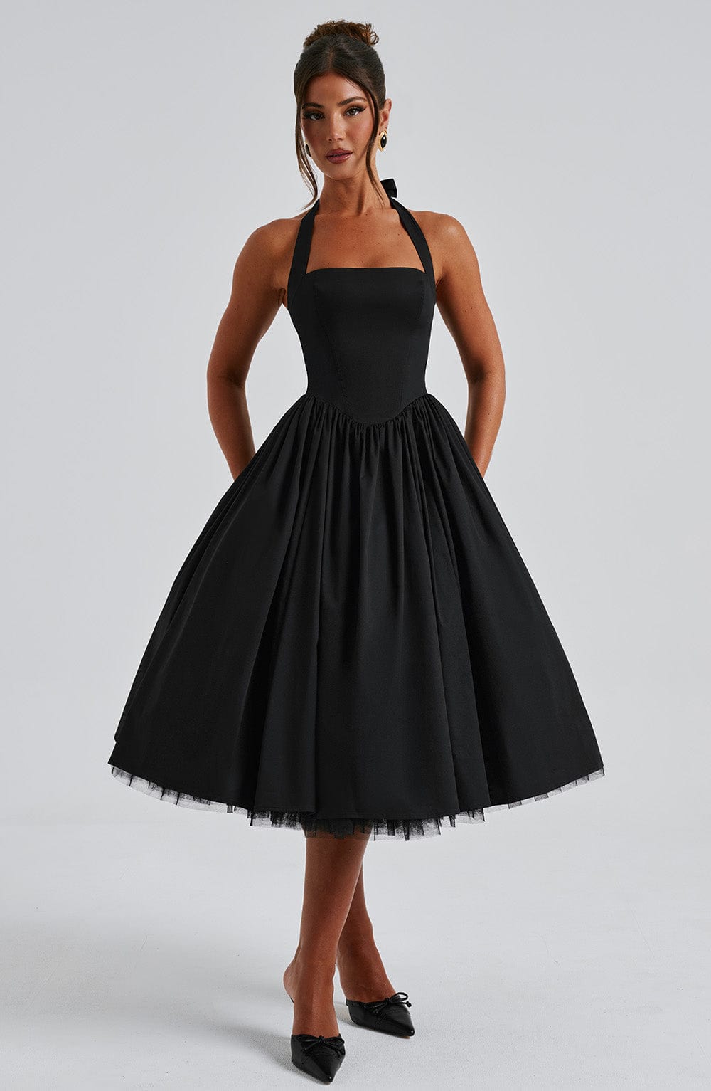 Alba | Elegant Midi Dress Black