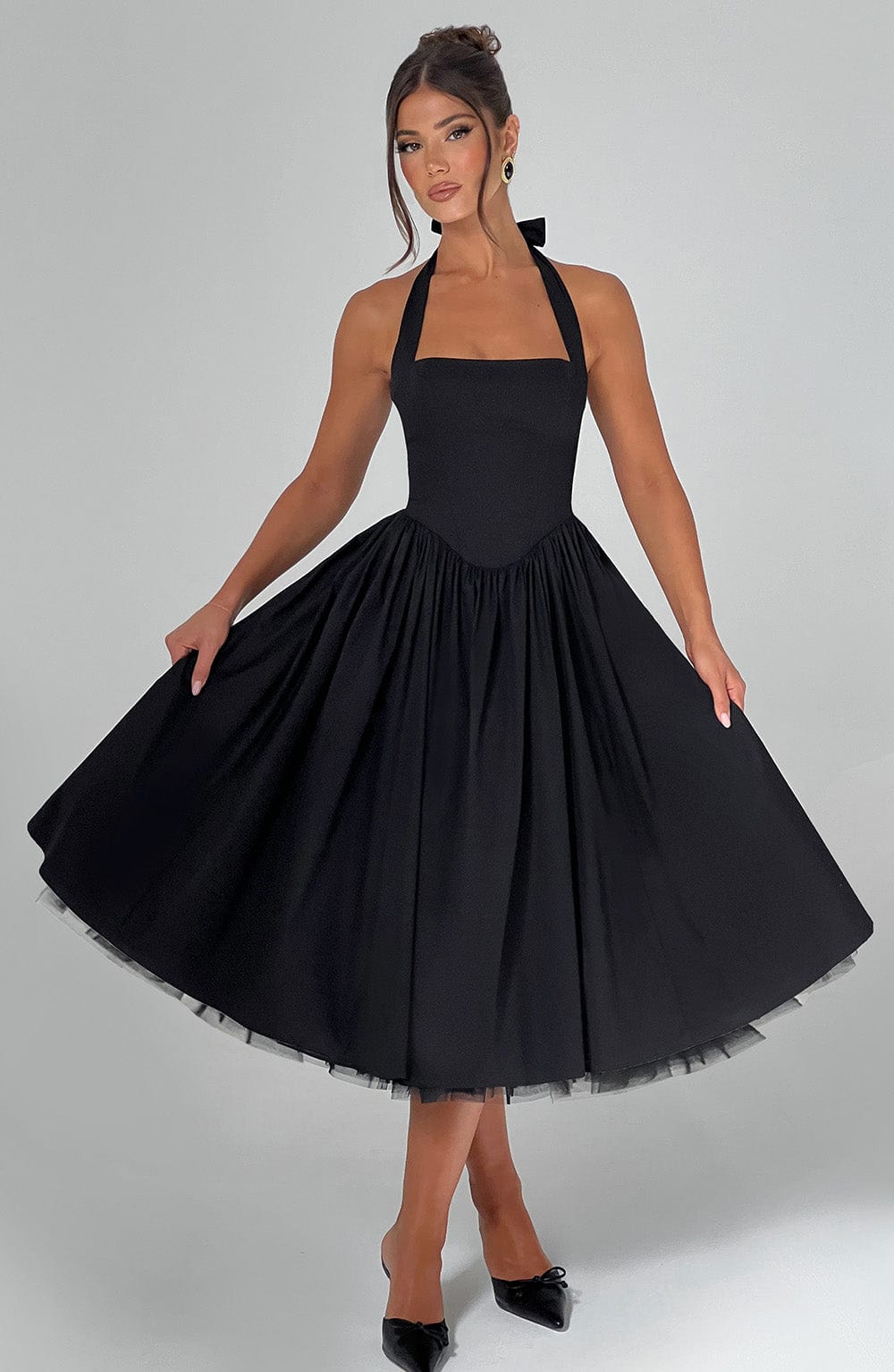 Alba | Elegant Midi Dress Black