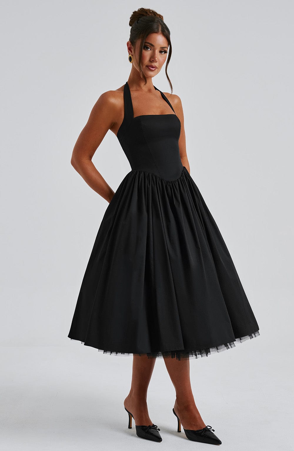 Alba | Elegant Midi Dress Black