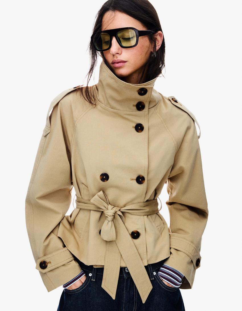 Valencia Cropped Trench Beige