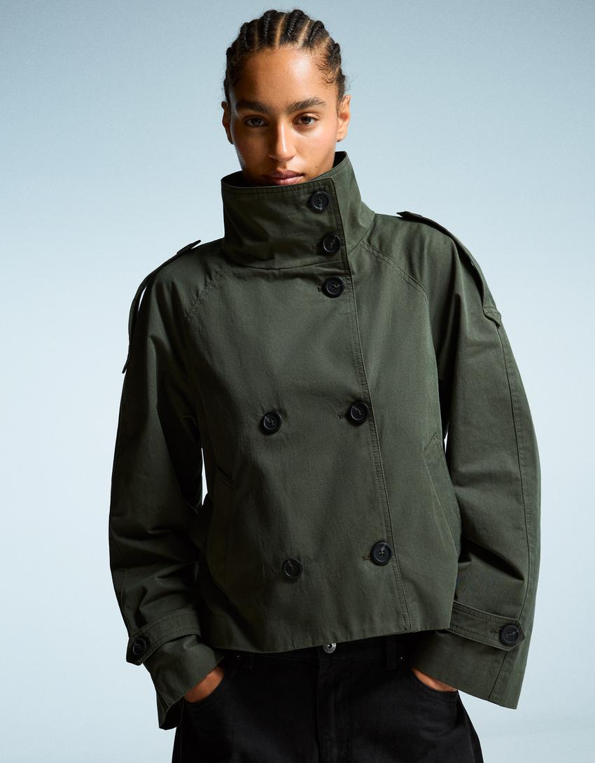 Valencia Cropped Trench Darkgreen