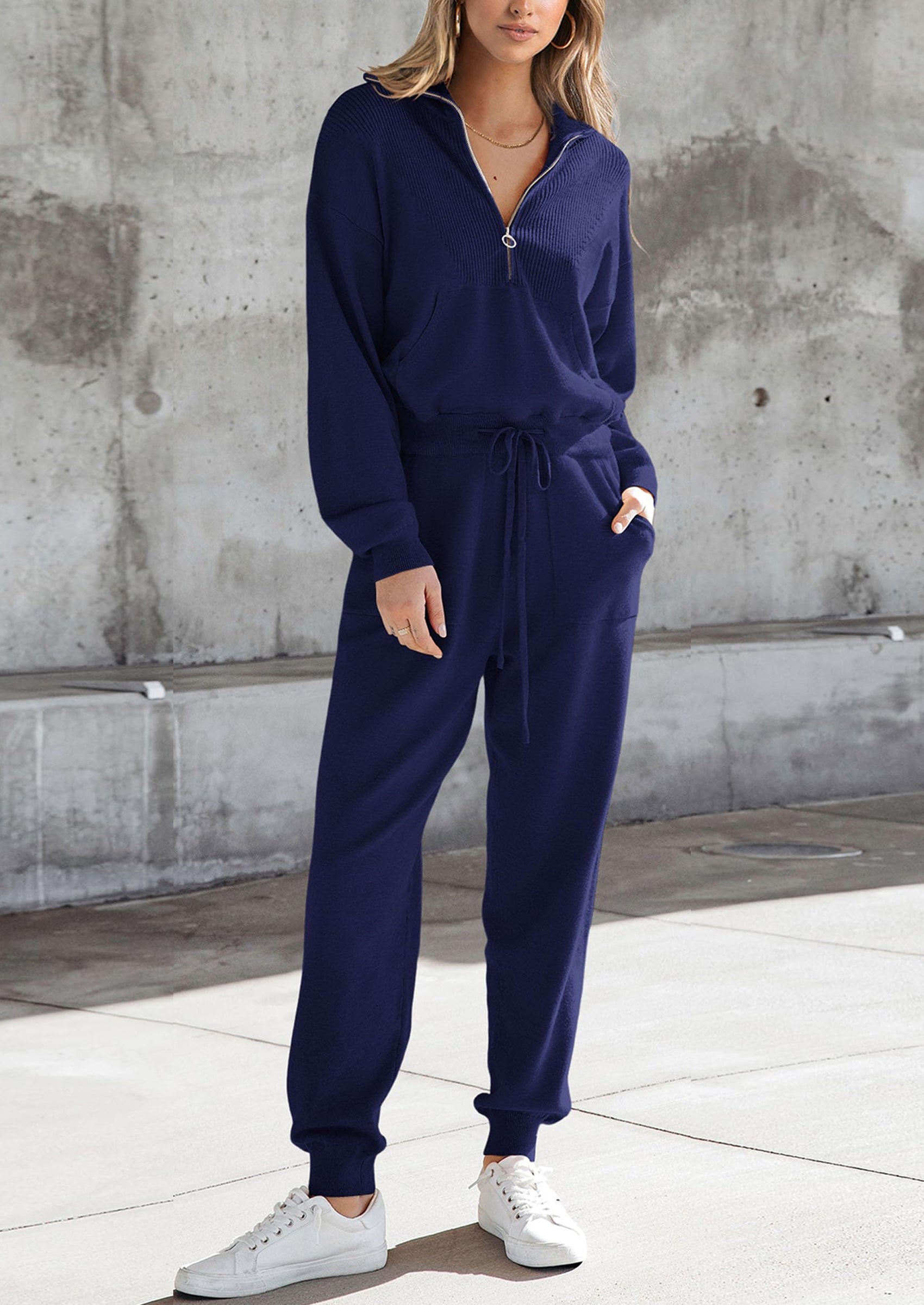 Chichi Women's 2 Piece Sweater Set Pullover Zip Up Sweatshirt Jogger Sweatpants Tracksuit Casual Outfit
